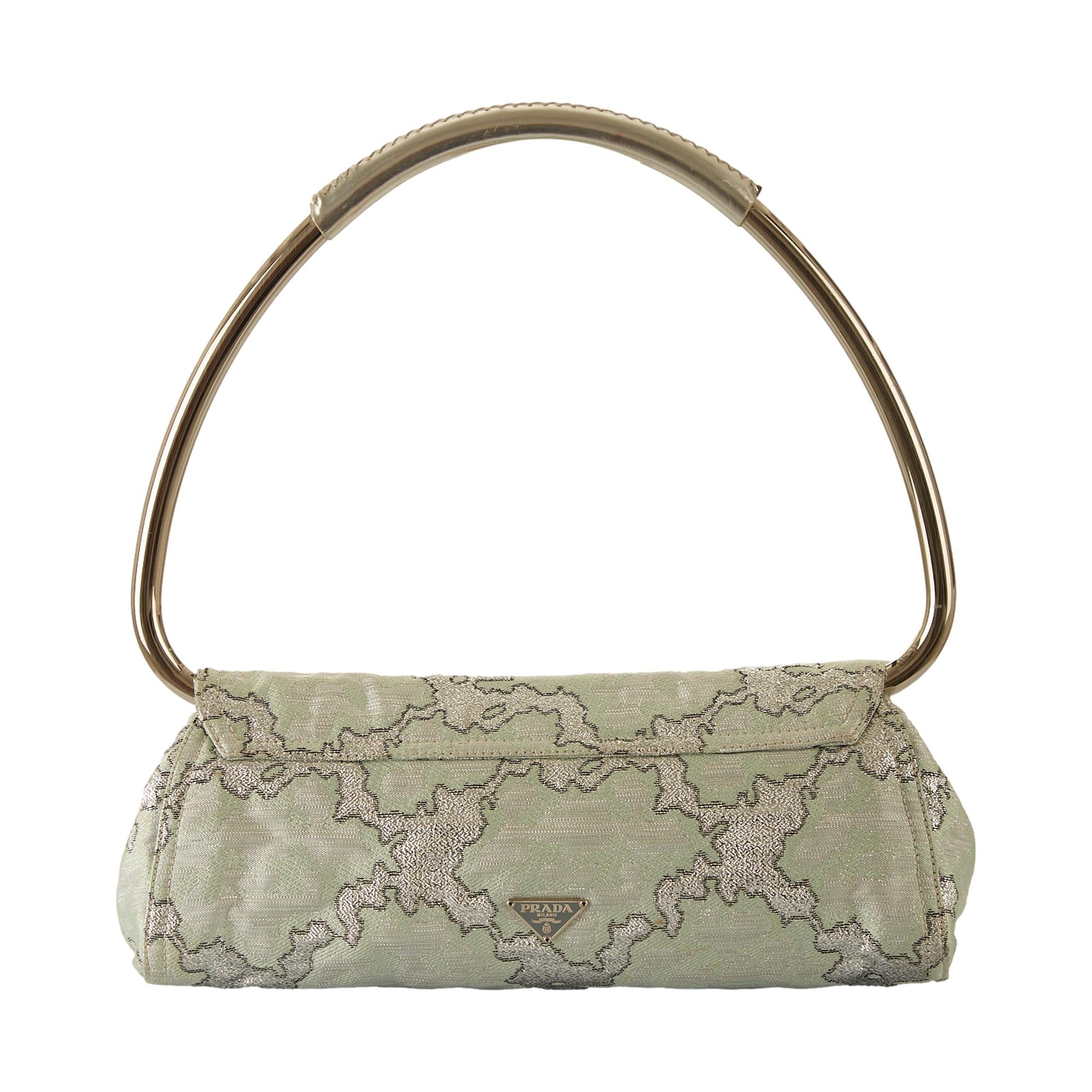 Prada Baby Blue Textured Ring Handle Shoulder Bag - Image 2