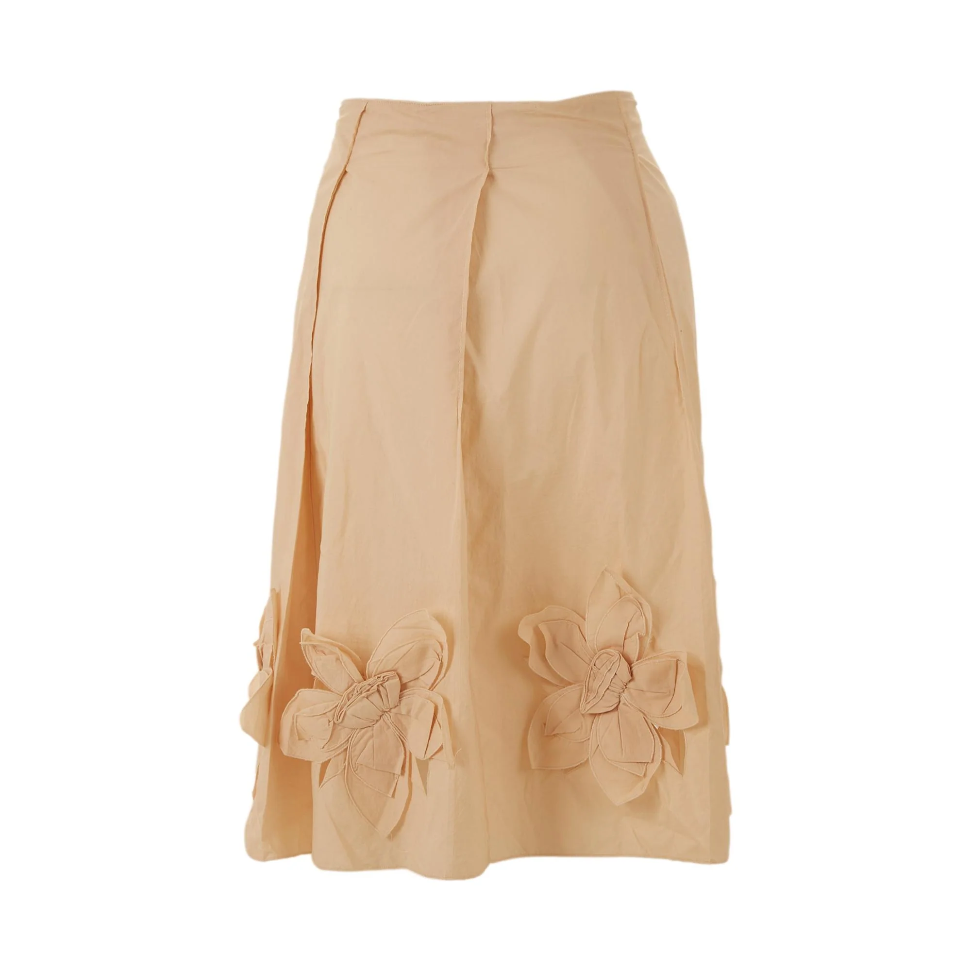 Prada Beige Floral Pleated Skirt - Image 2