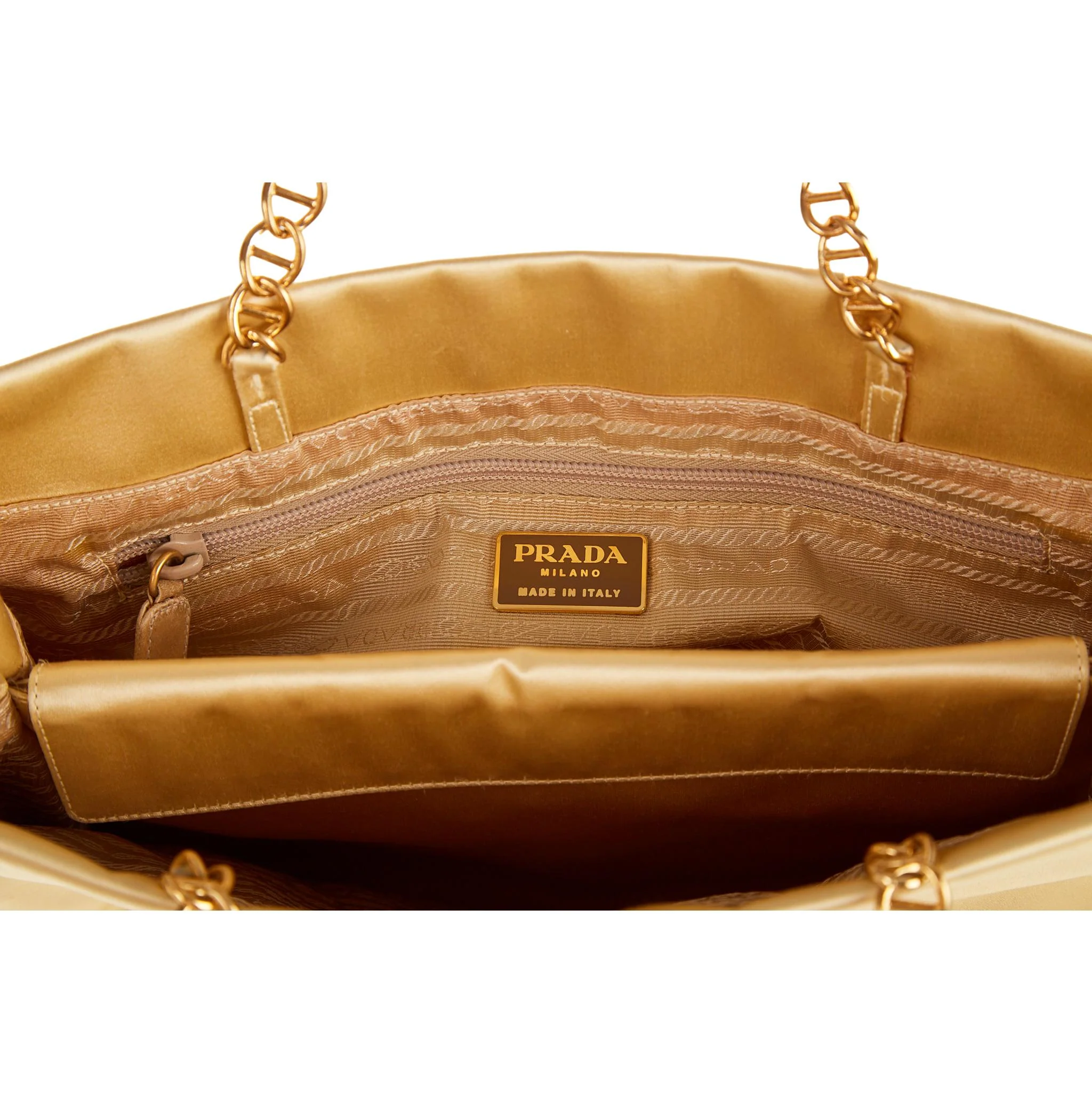 Prada Gold Satin Chain Bag - Image 4
