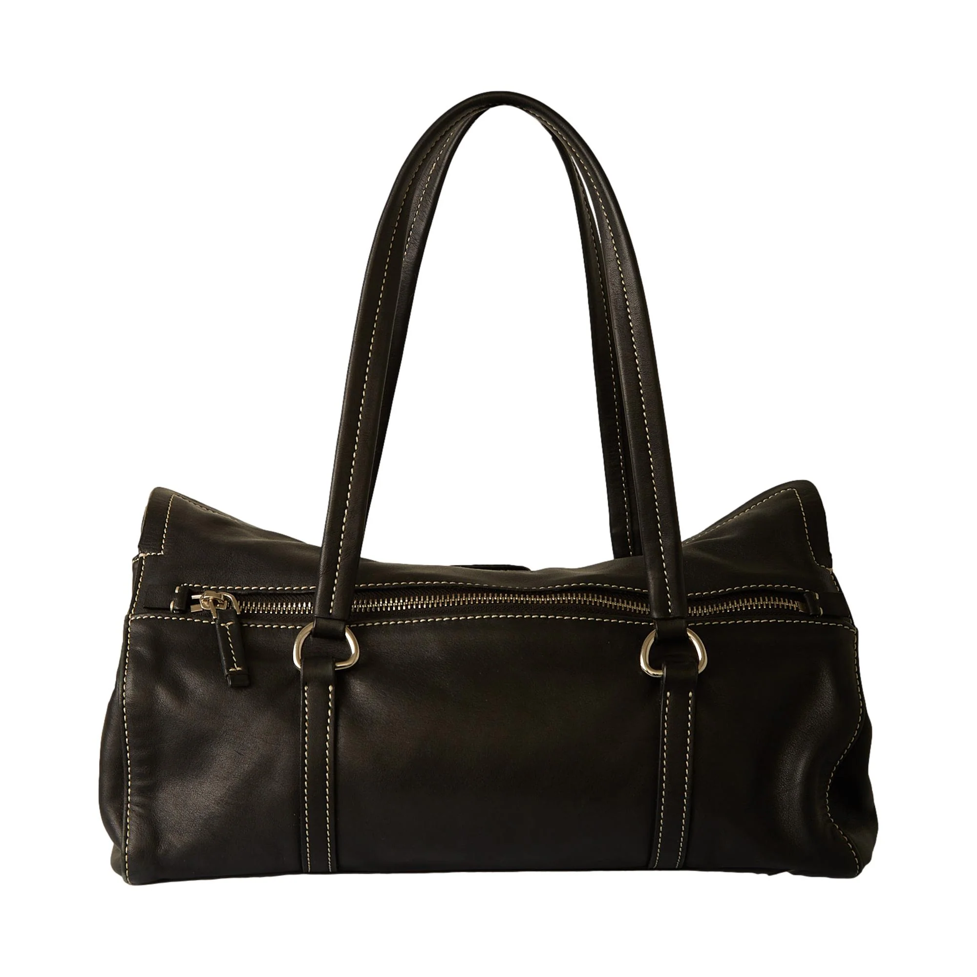Prada Black Buckle Shoulder Bag - Image 2