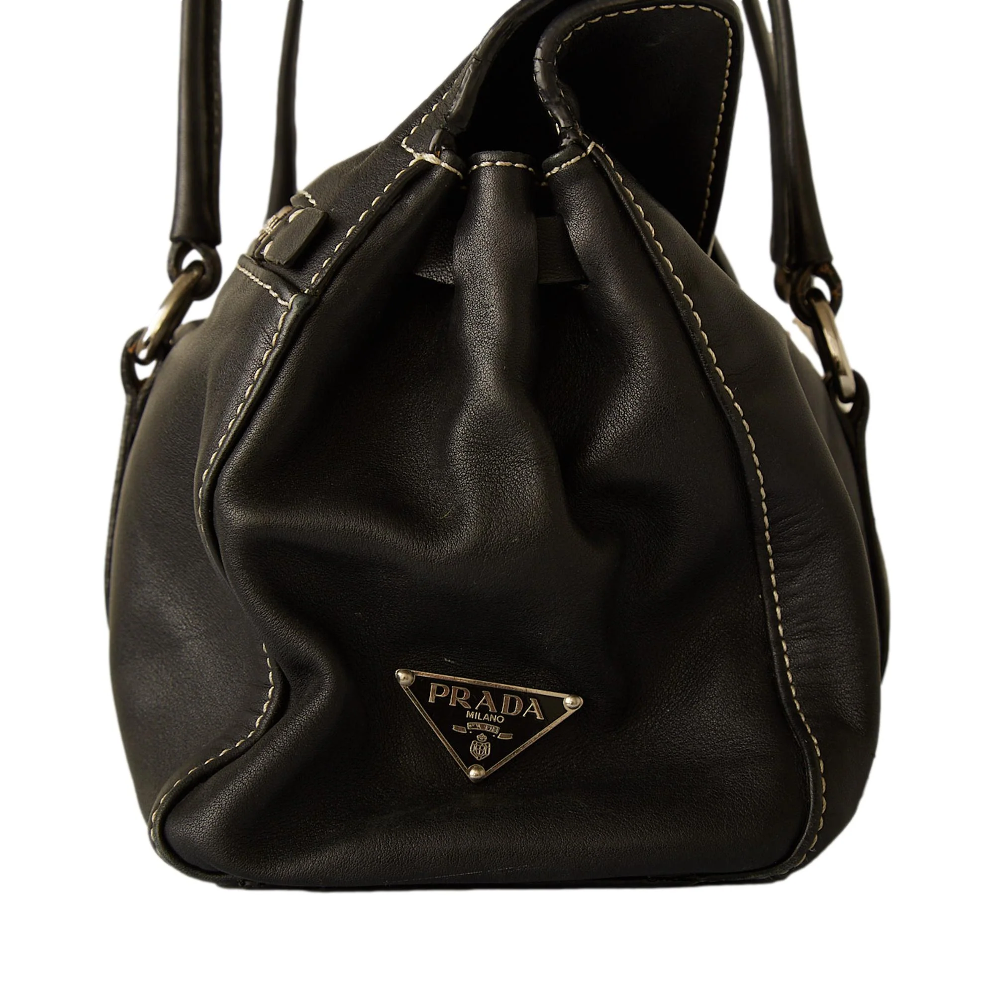 Prada Black Buckle Shoulder Bag - Image 3
