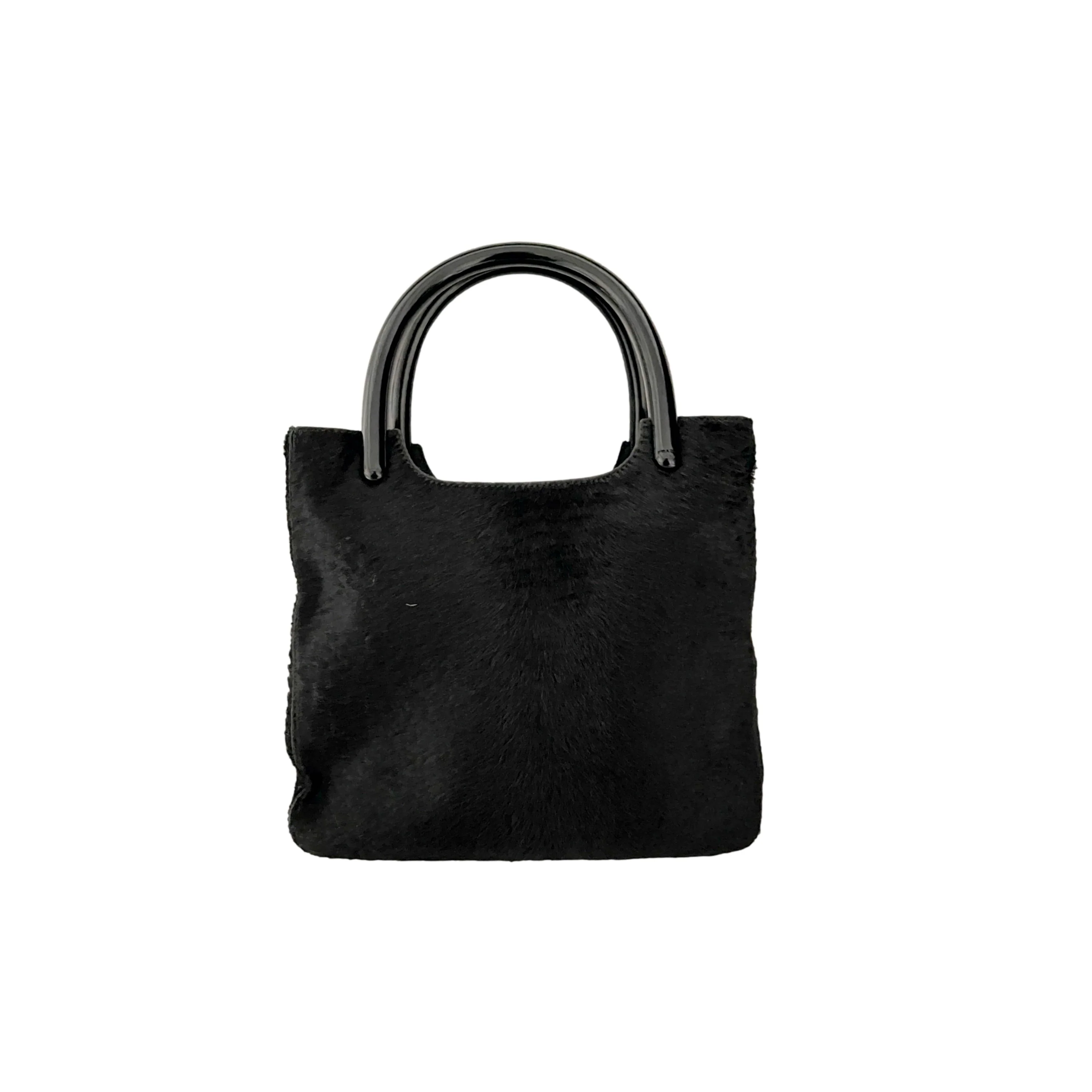 Prada Black Calf Hair Top Handle Bag