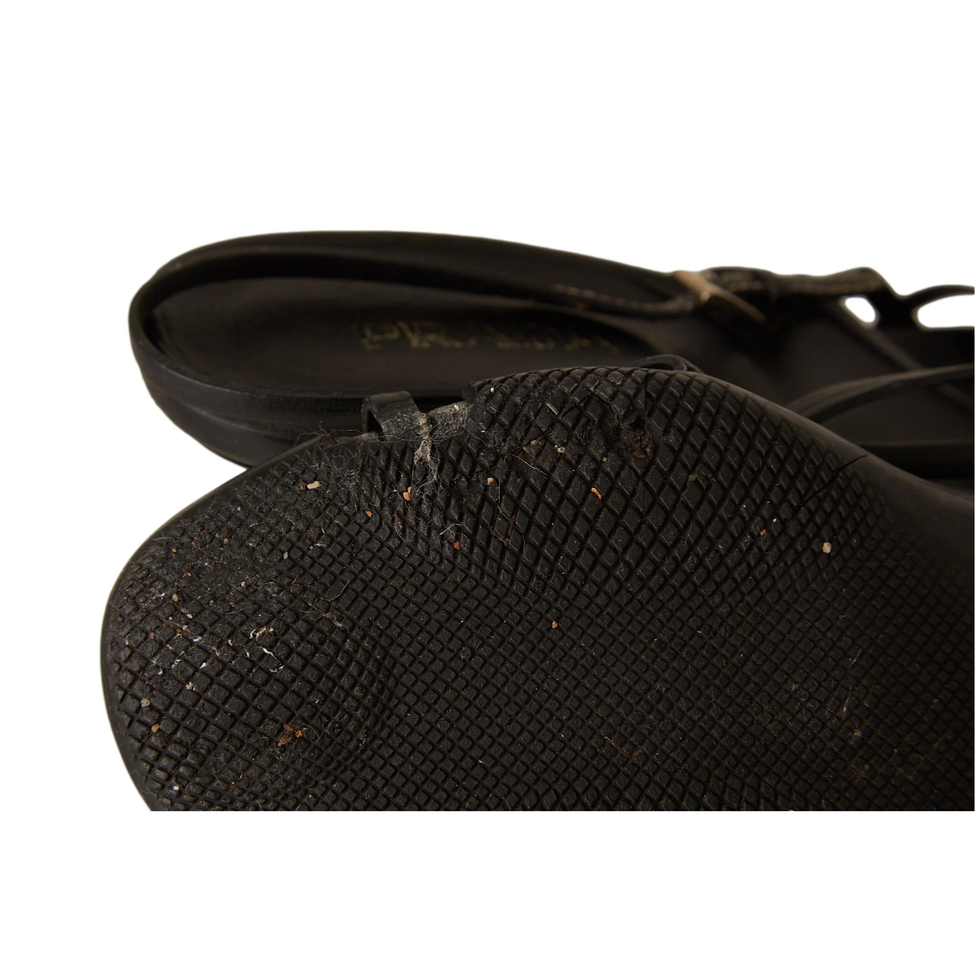 Prada Black Contrast Stitch Buckle Heels - Image 5