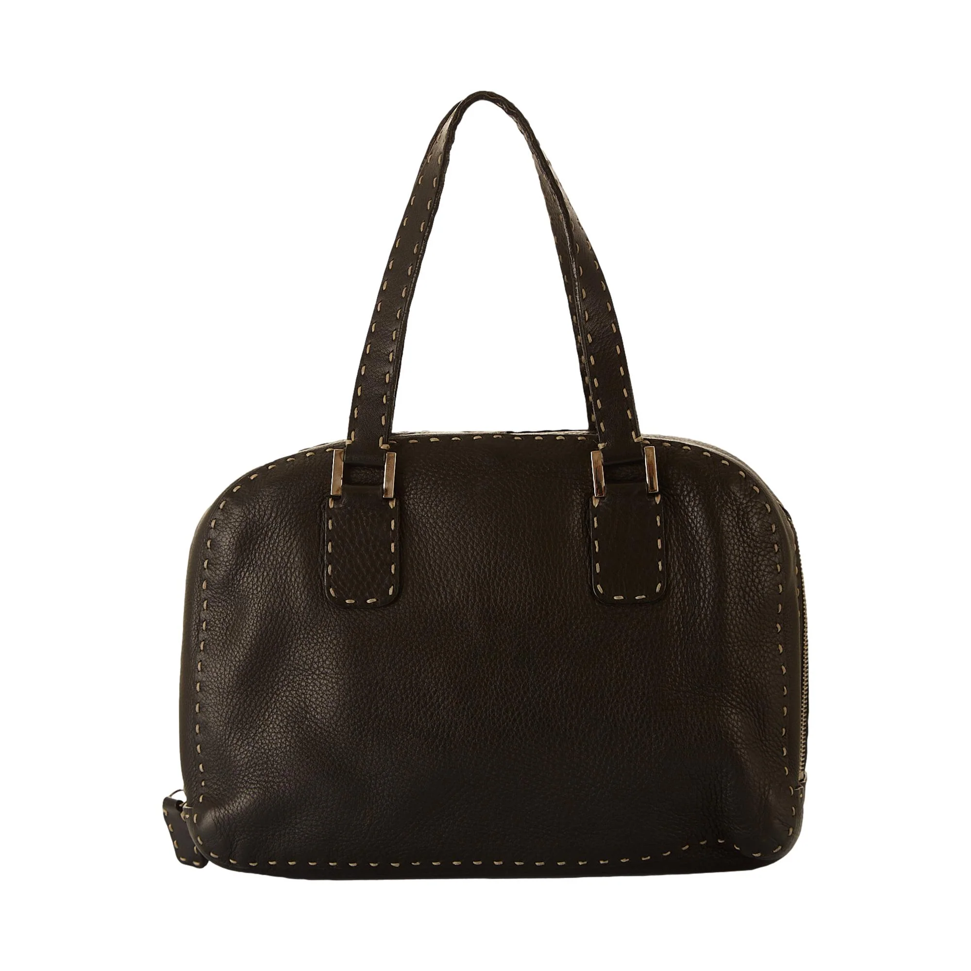 Fendi Black Contrast Stitch Shoulder Bag - Image 2
