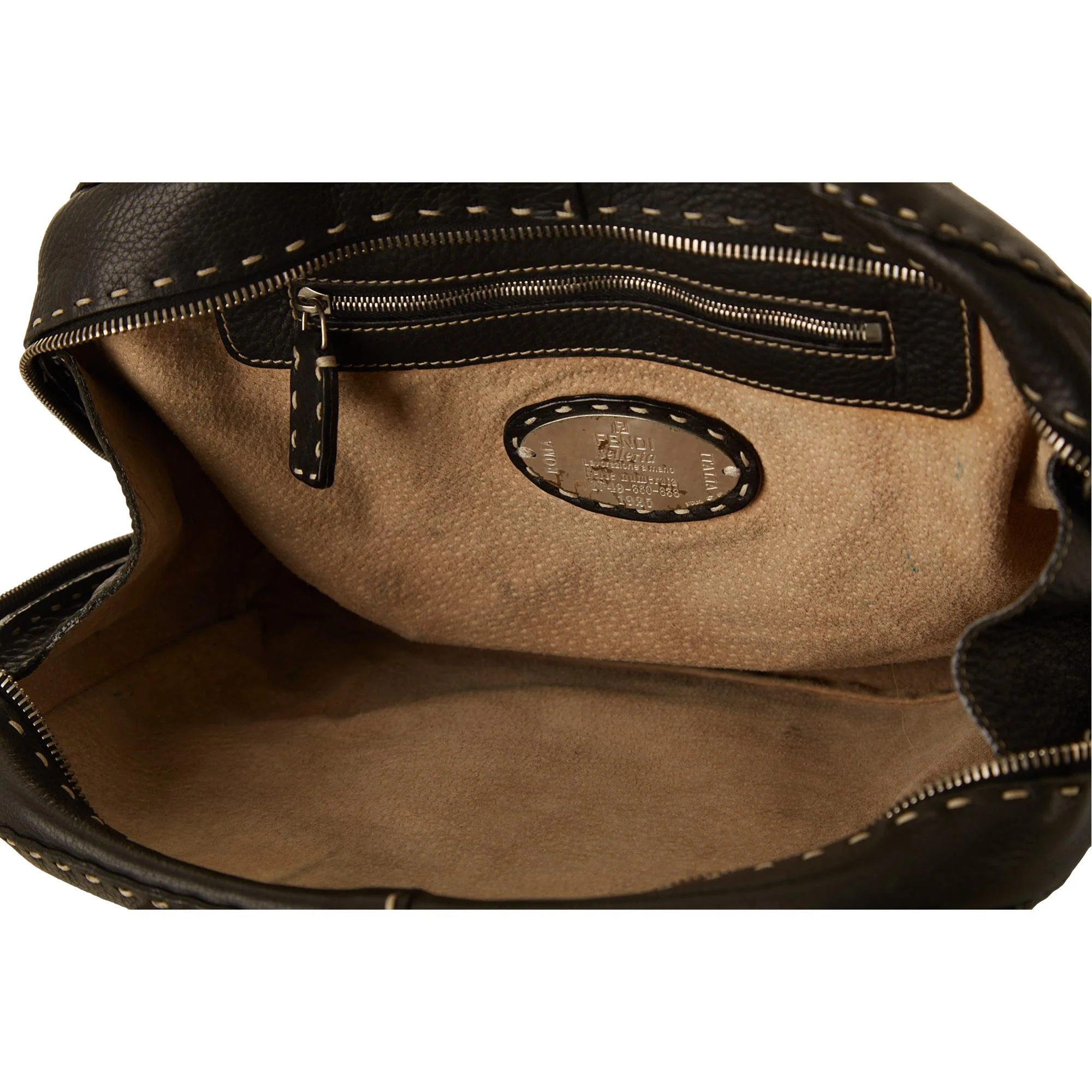 Fendi Black Contrast Stitch Shoulder Bag - Image 4
