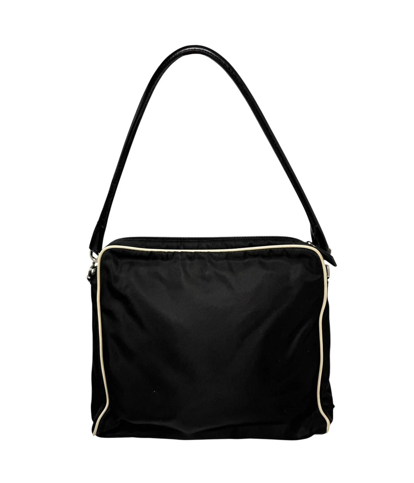 Prada Black Floral Nylon Shoulder Bag - Image 2