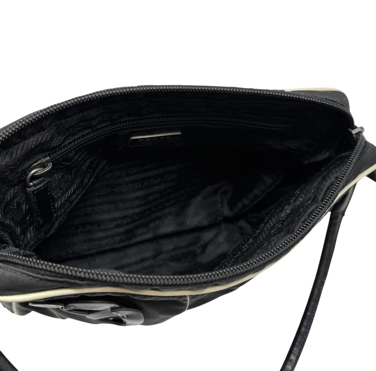 Prada Black Floral Nylon Shoulder Bag - Image 4