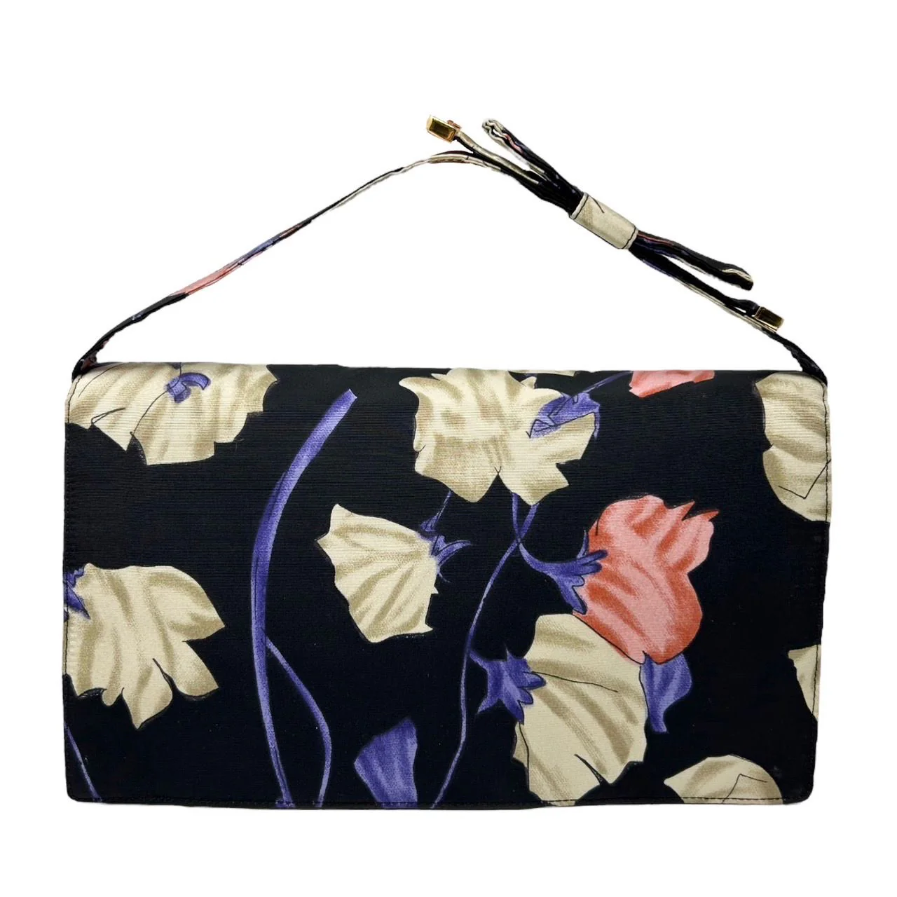 Prada Black Floral Satin Mini Top Handle Bag - Image 2
