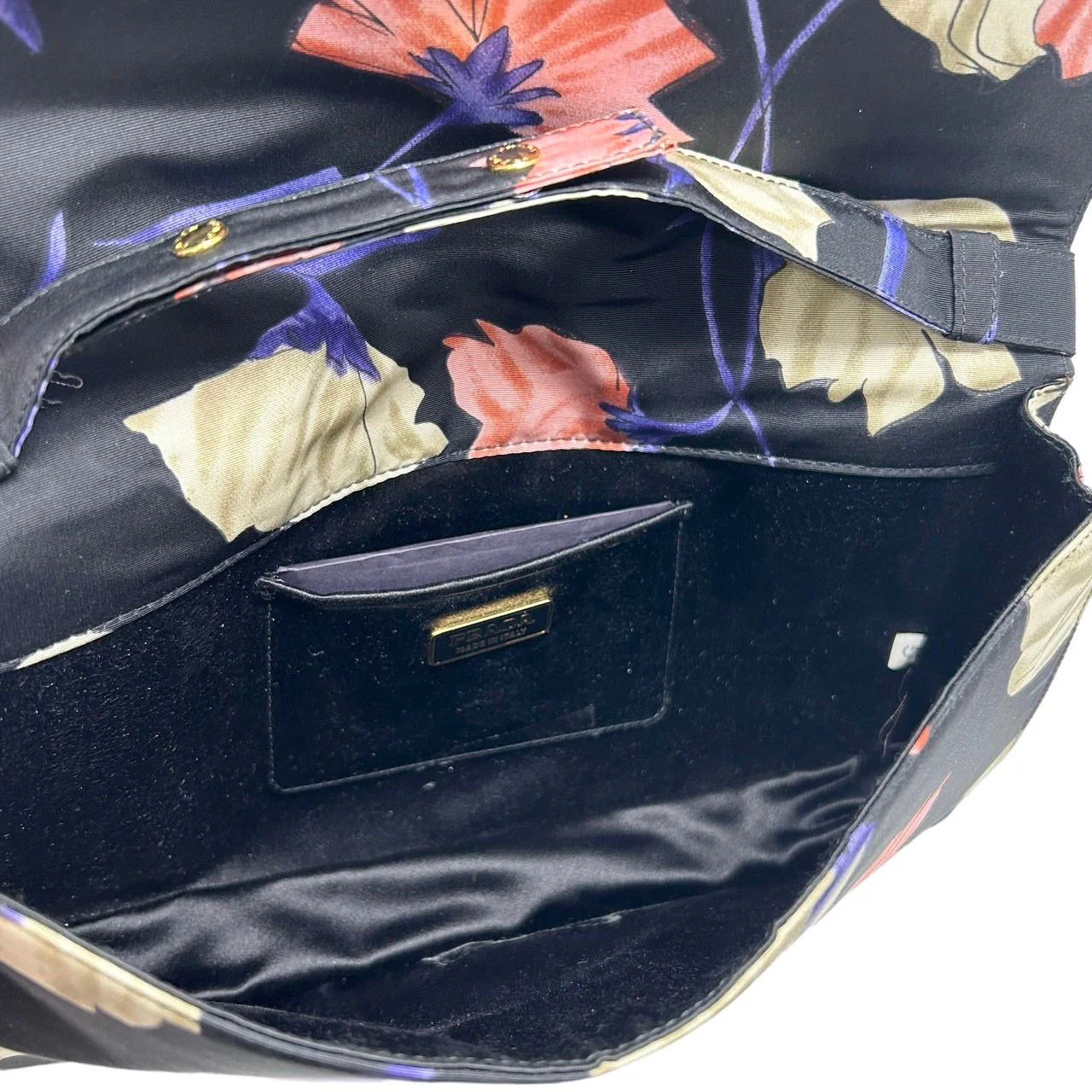 Prada Black Floral Satin Mini Top Handle Bag - Image 3