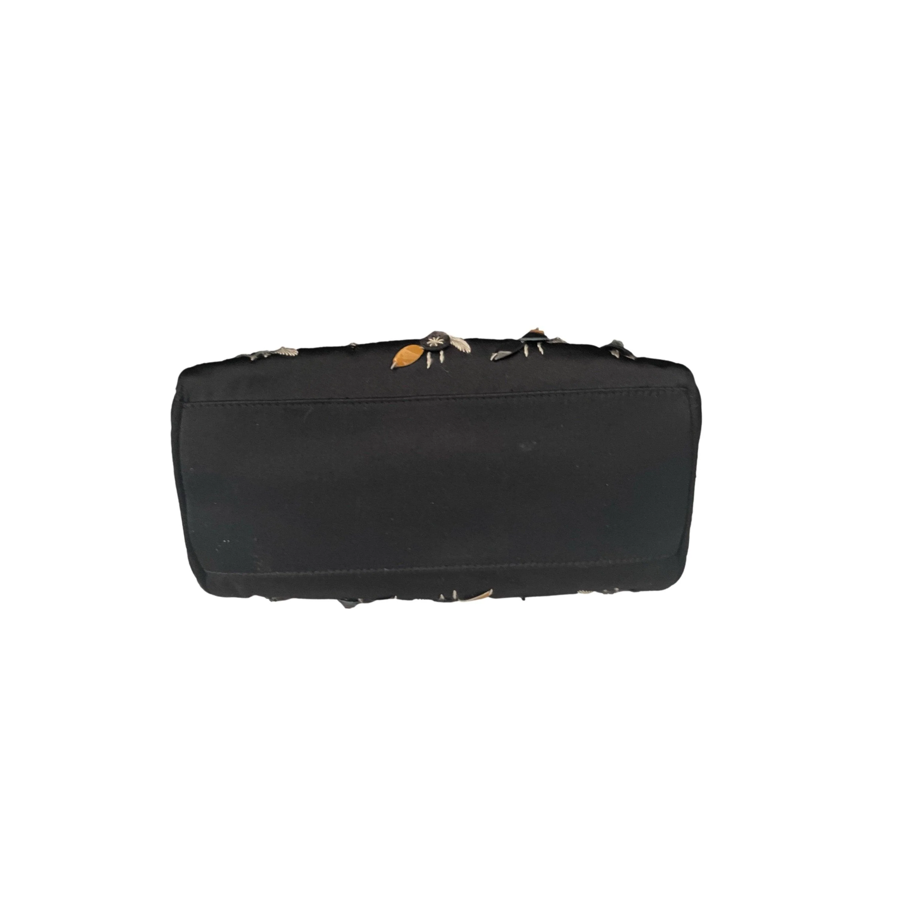 Prada Black Floral Satin Mini Top Handle Bag - Image 3