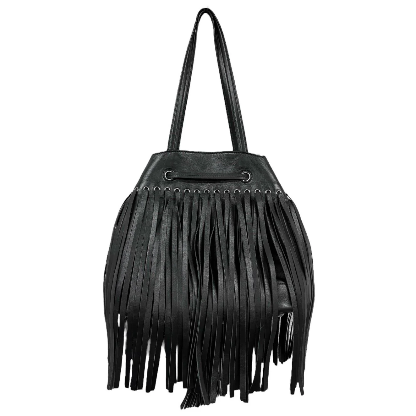 Prada Black Fringe Leather Shoulder Bag - Image 2