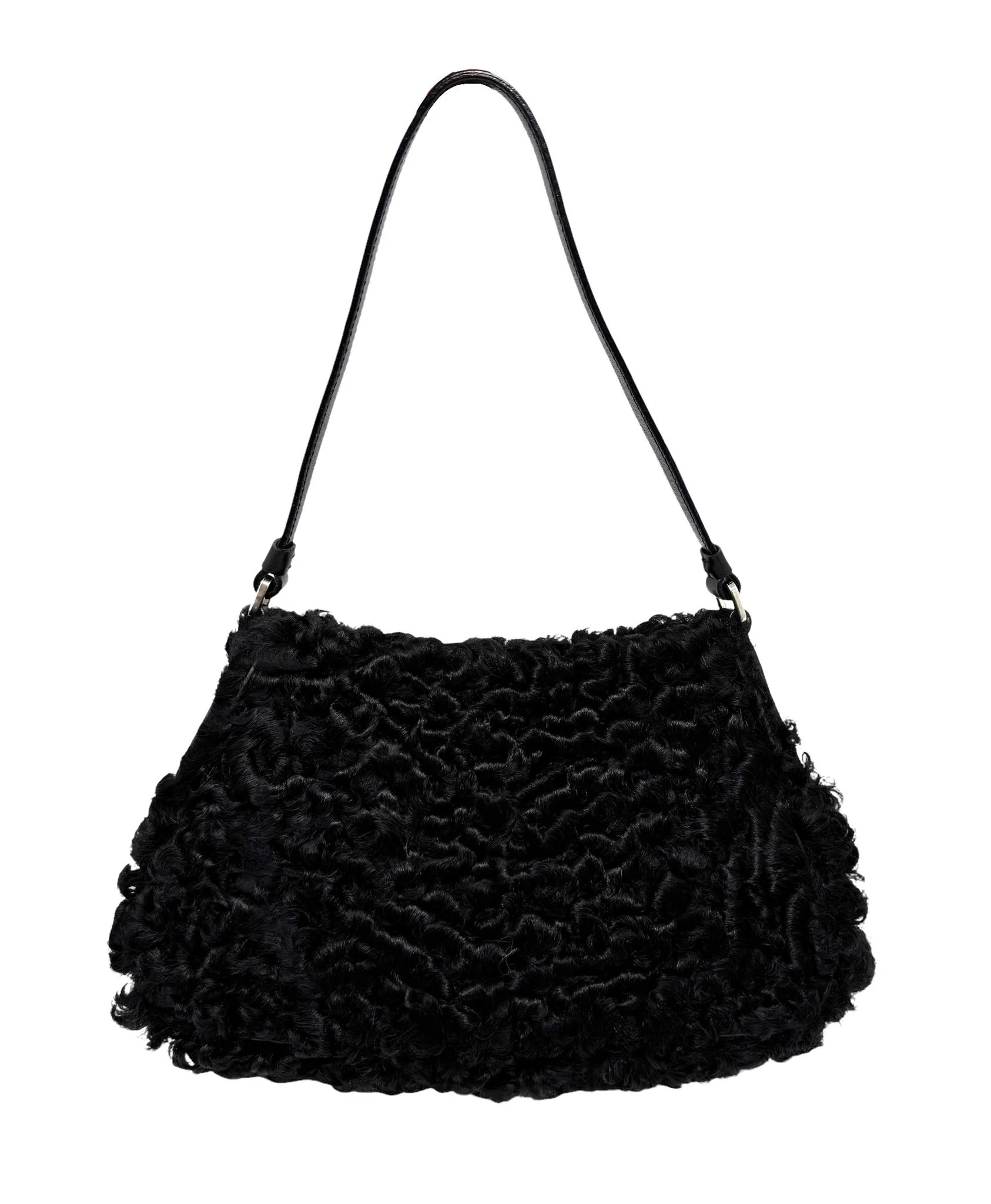 Prada Black Fur Logo Shoulder Bag - Image 3