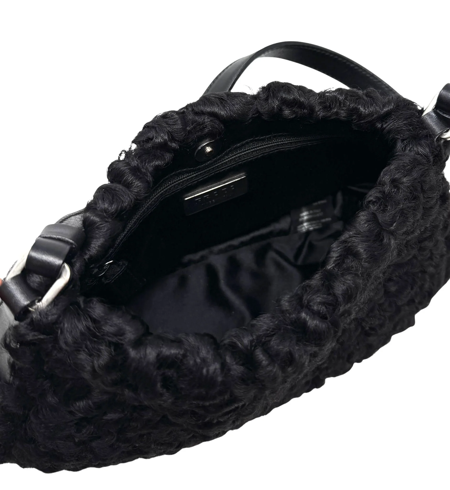 Prada Black Fur Logo Shoulder Bag - Image 4