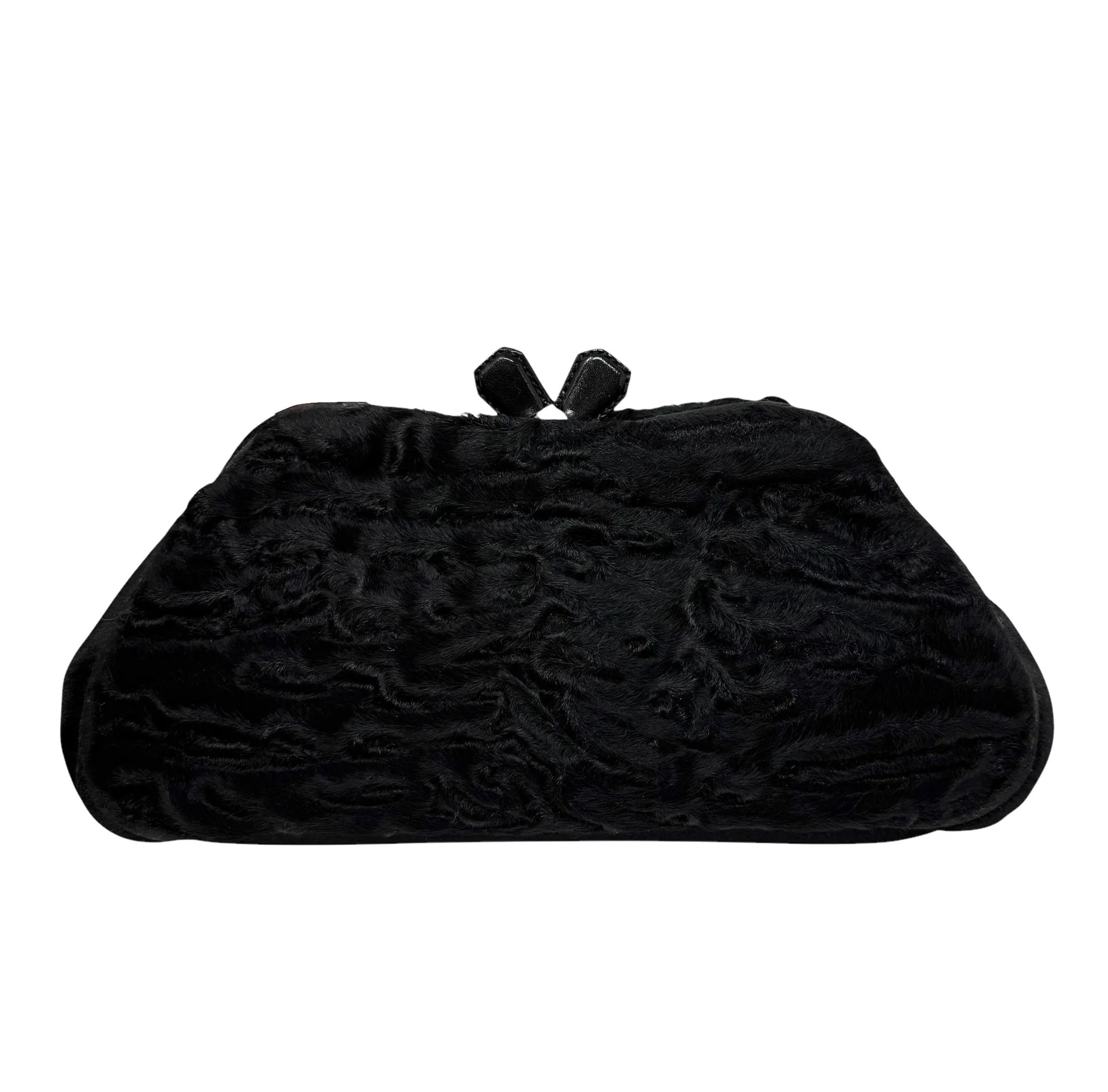 Prada Black Fur Mini Kisslock Chain Bag - Image 2