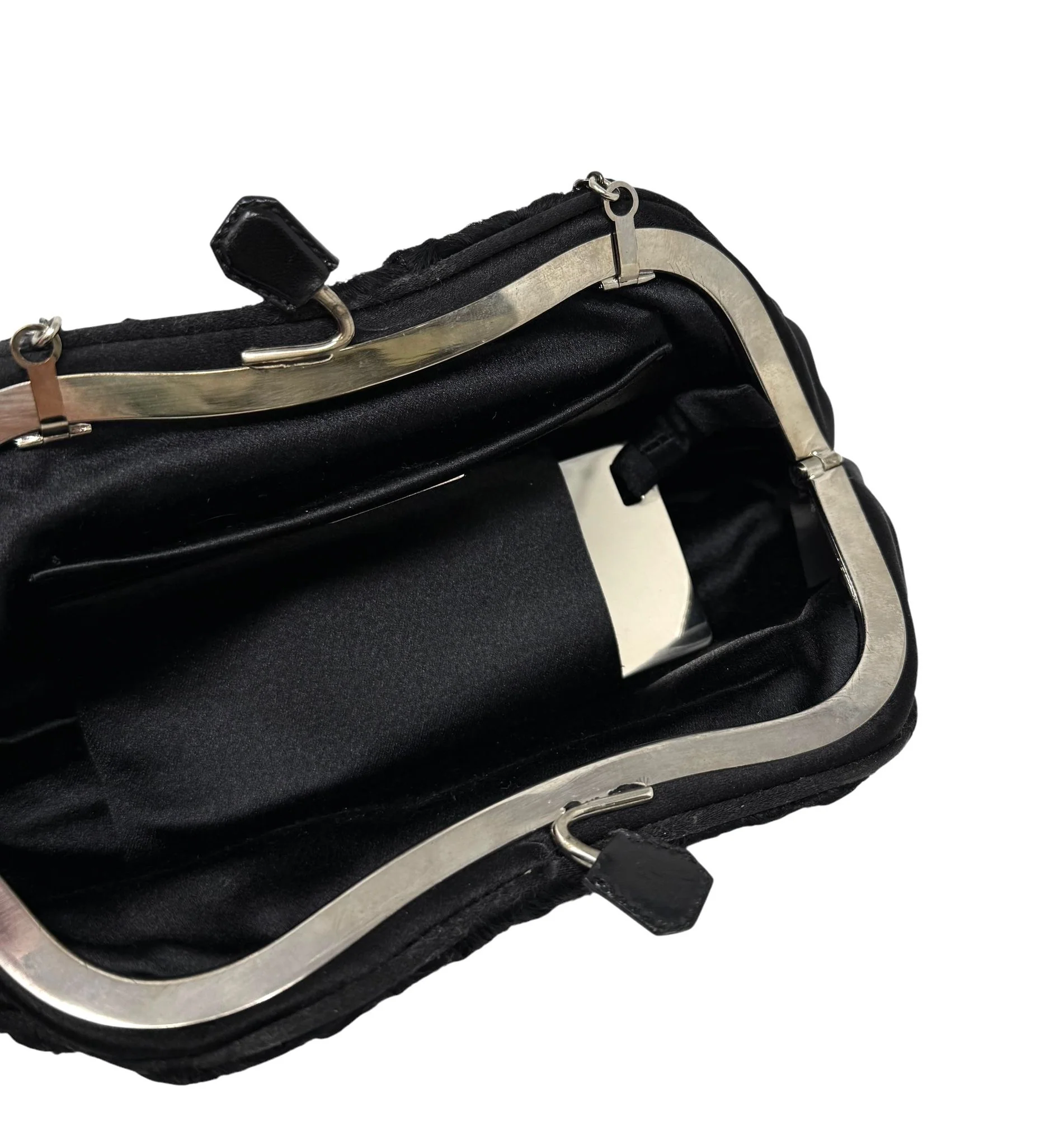 Prada Black Fur Mini Kisslock Chain Bag - Image 4