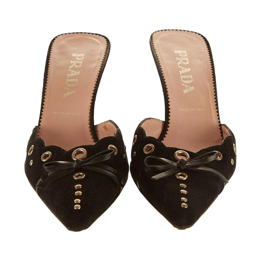 Prada Black Grommet Heels