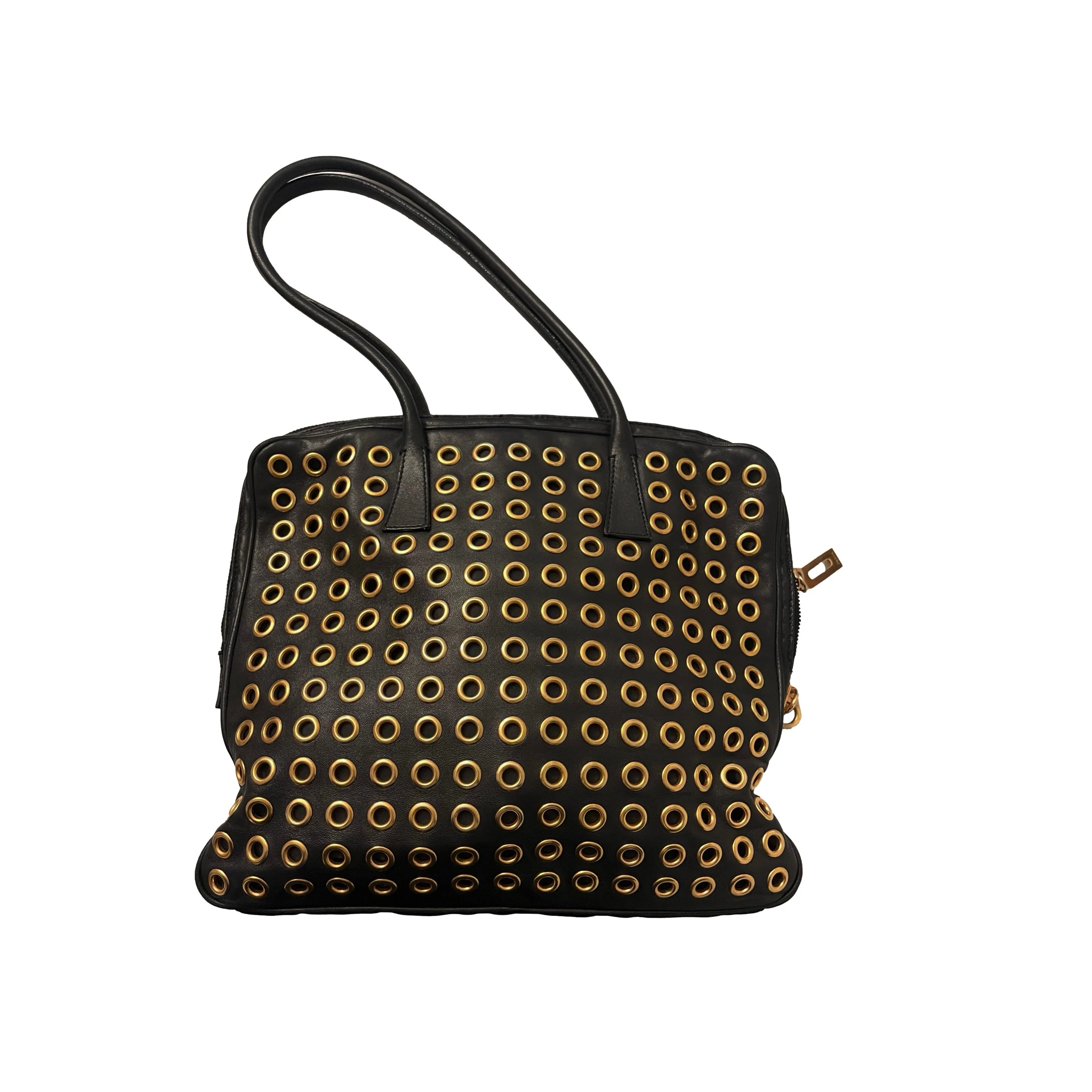 Prada Black Grommet Logo Shoulder Bag - Image 2
