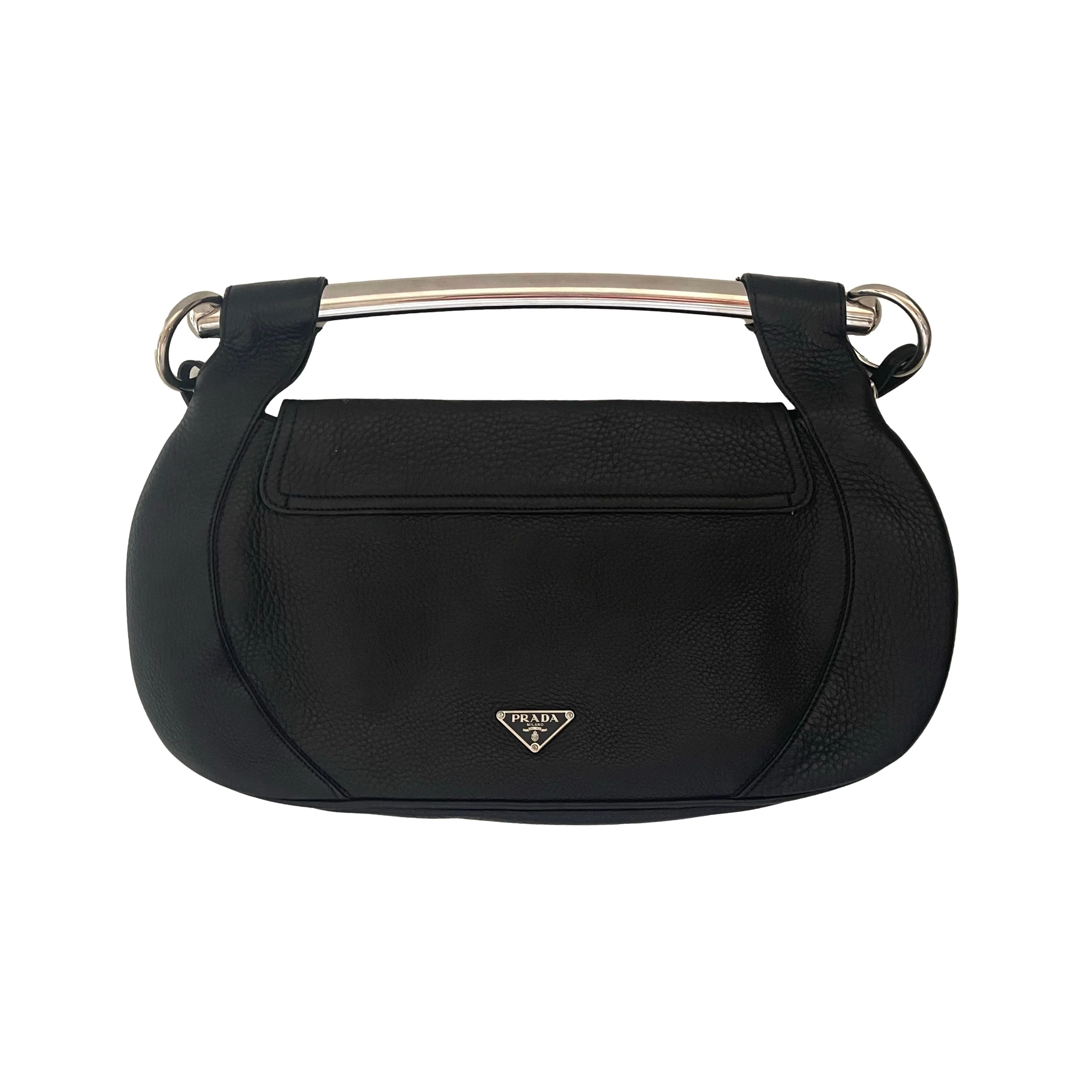 Prada Black Jumbo 2 Way Bar Clutch