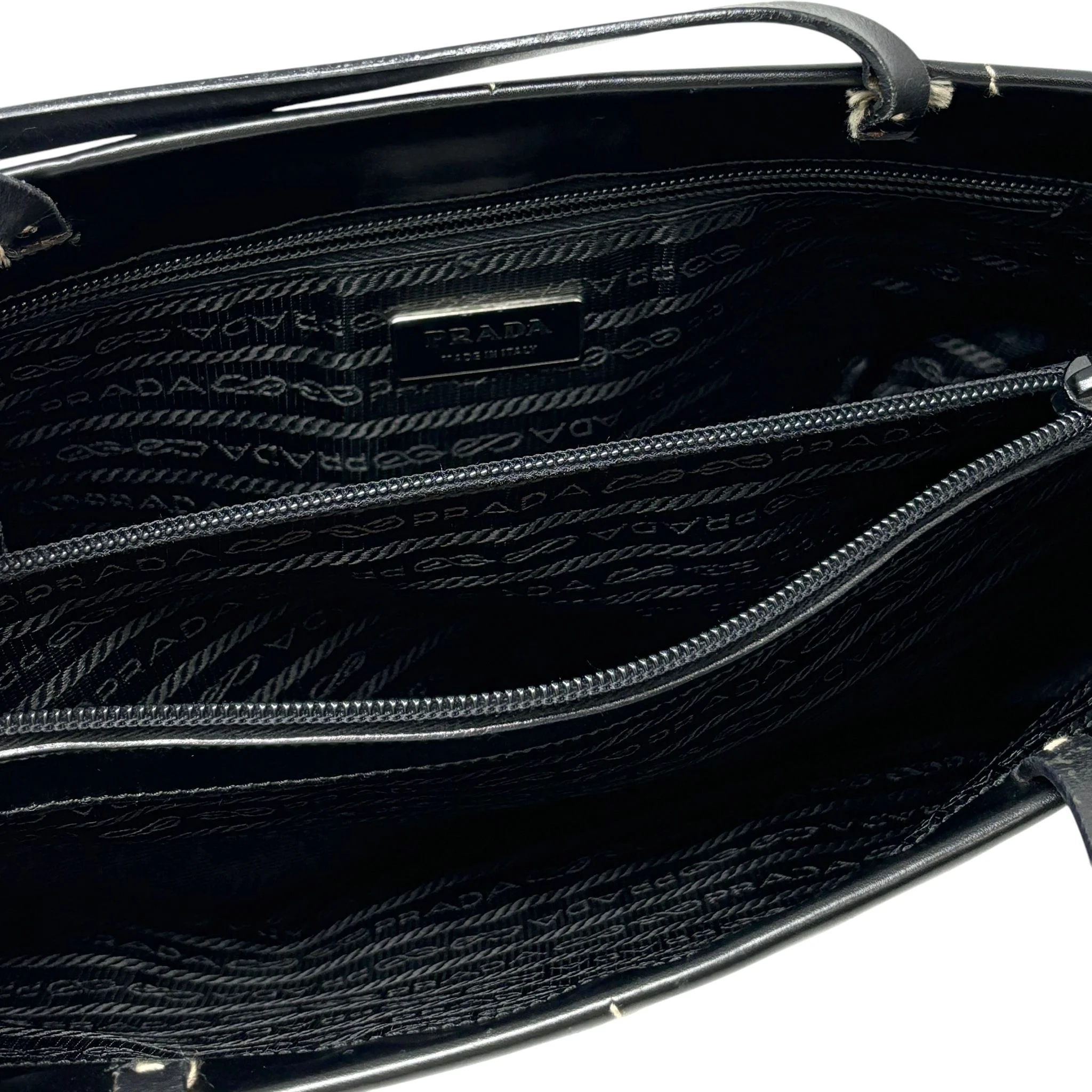 Prada Black Leather Floral Shoulder Bag - Image 3