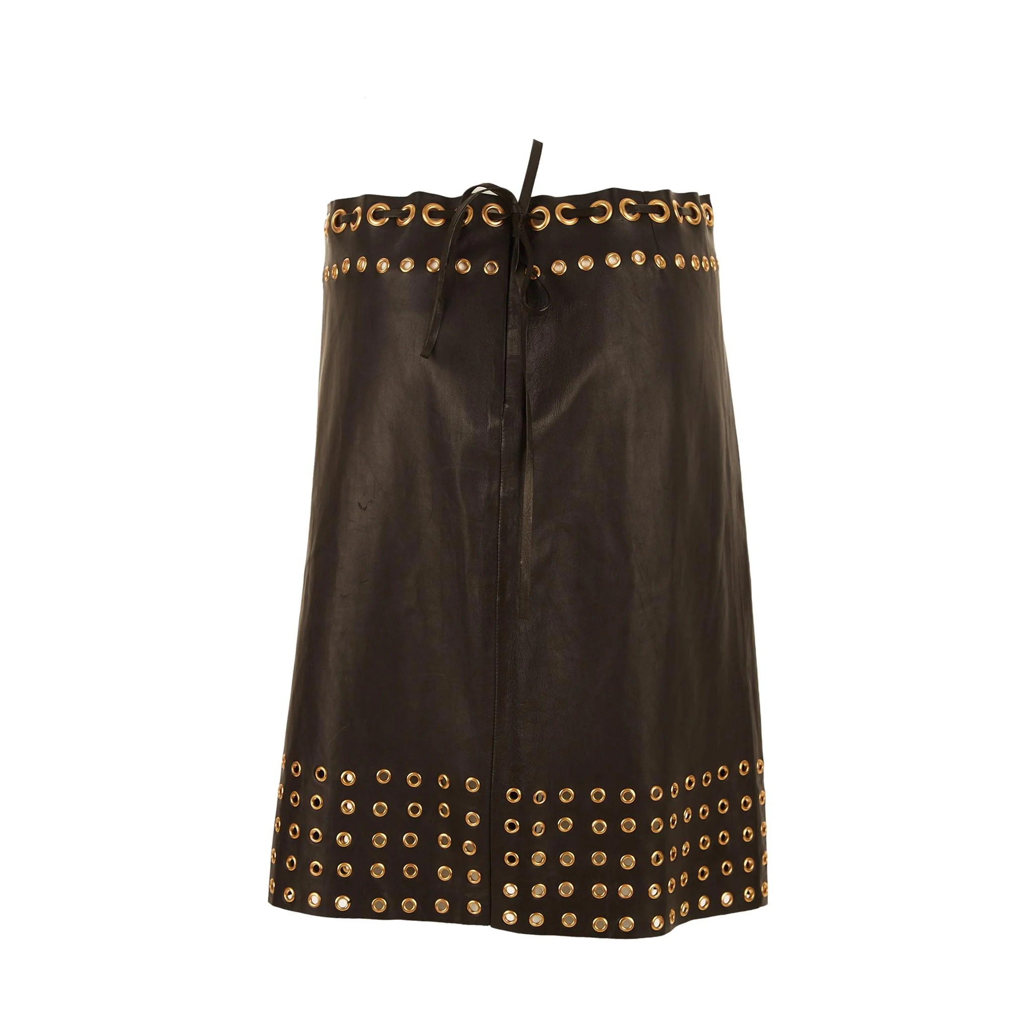 Prada Black Leather Grommet Skirt - Image 2