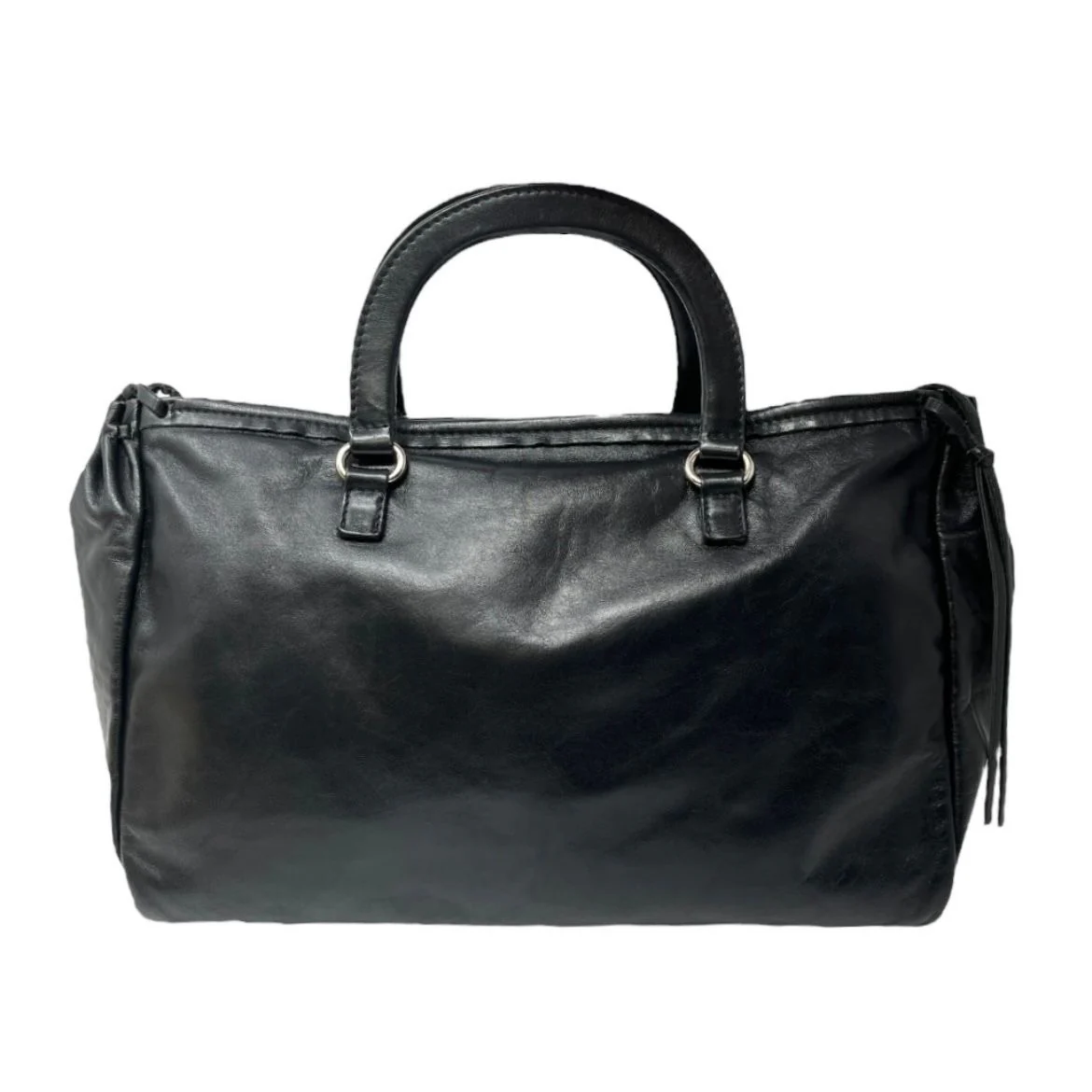 Prada Black Leather Large Top Handle Bag - Image 2