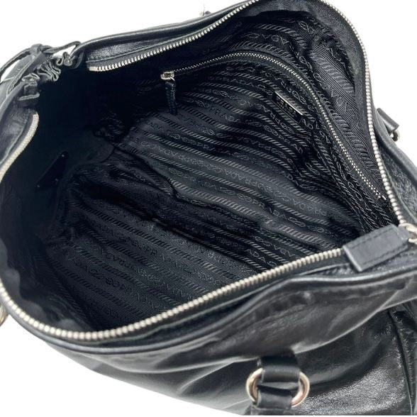 Prada Black Leather Large Top Handle Bag - Image 4