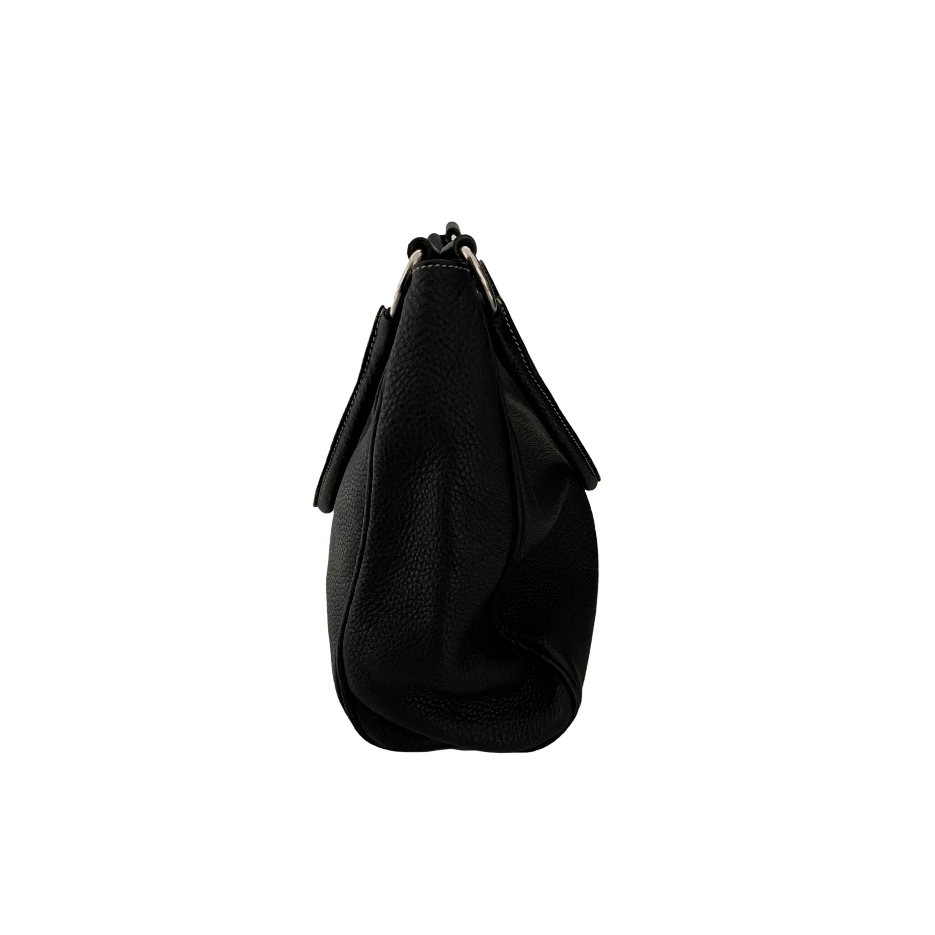 Prada Black Leather Logo Hobo Shoulder Bag - Image 3