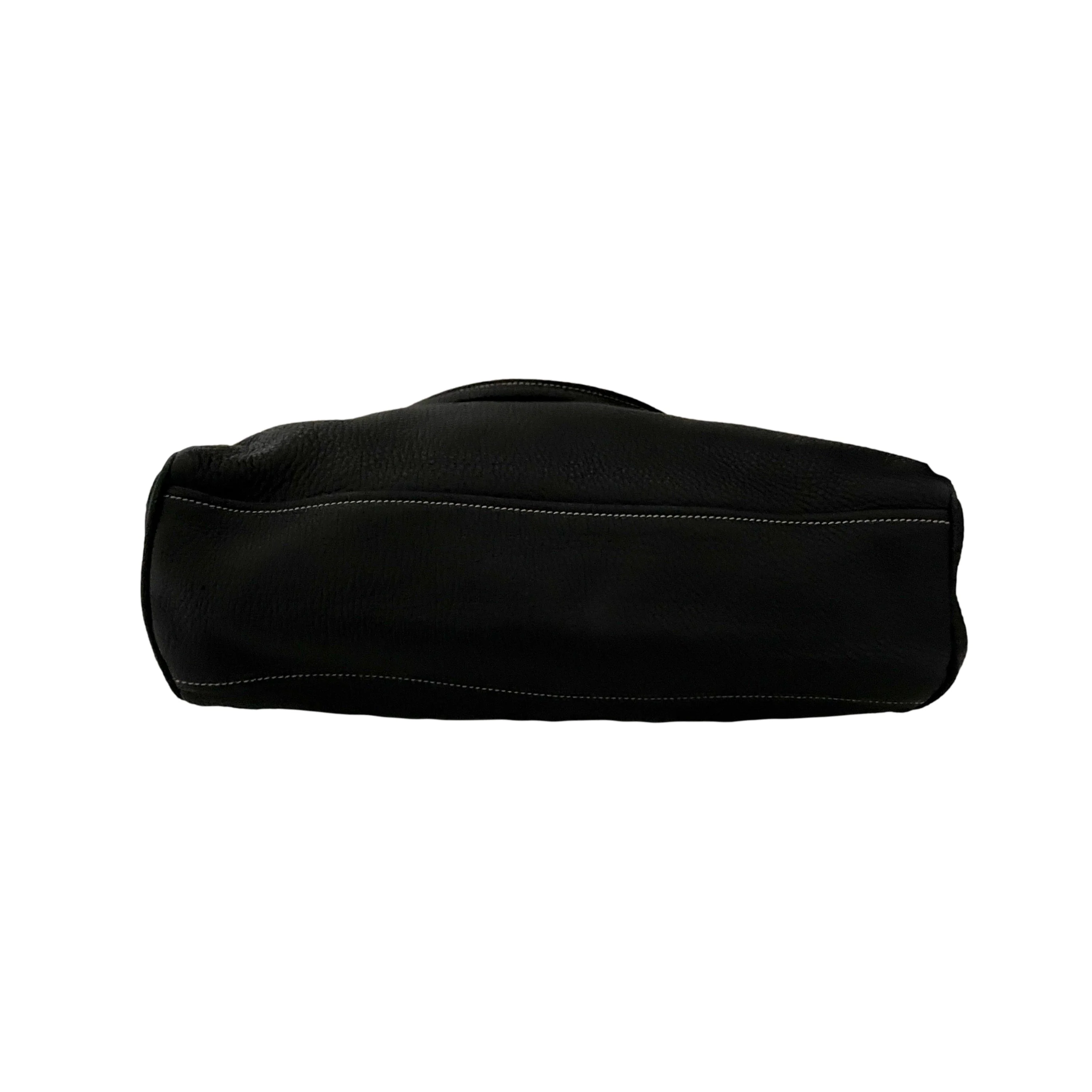 Prada Black Leather Logo Hobo Shoulder Bag - Image 4