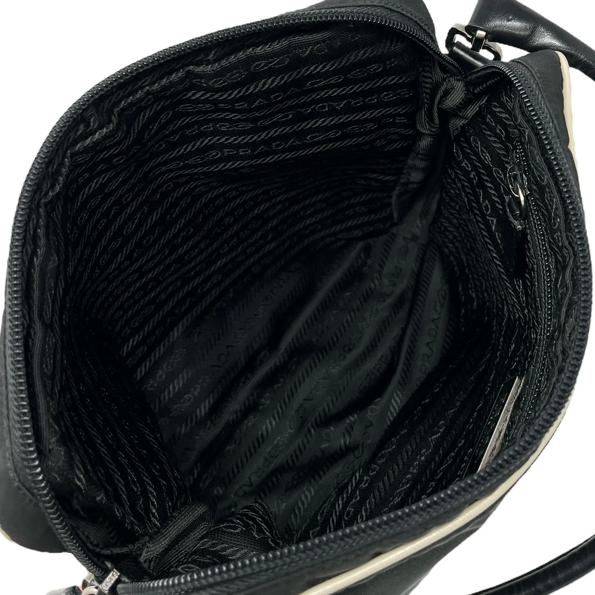 Prada Black Nylon Flower Top Handle Bag - Image 4