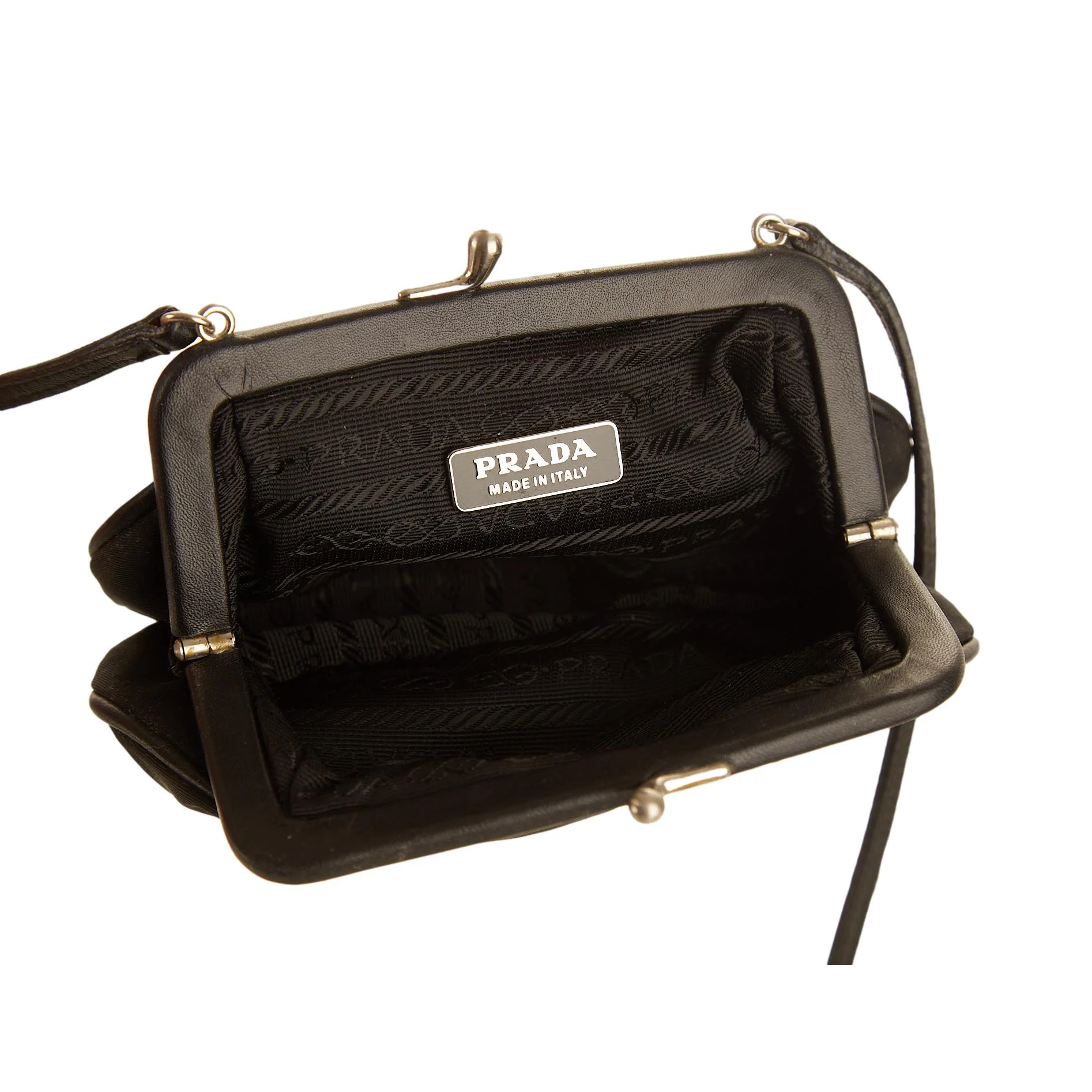 Prada Black Nylon Mini Kiss Lock Bag - Image 4