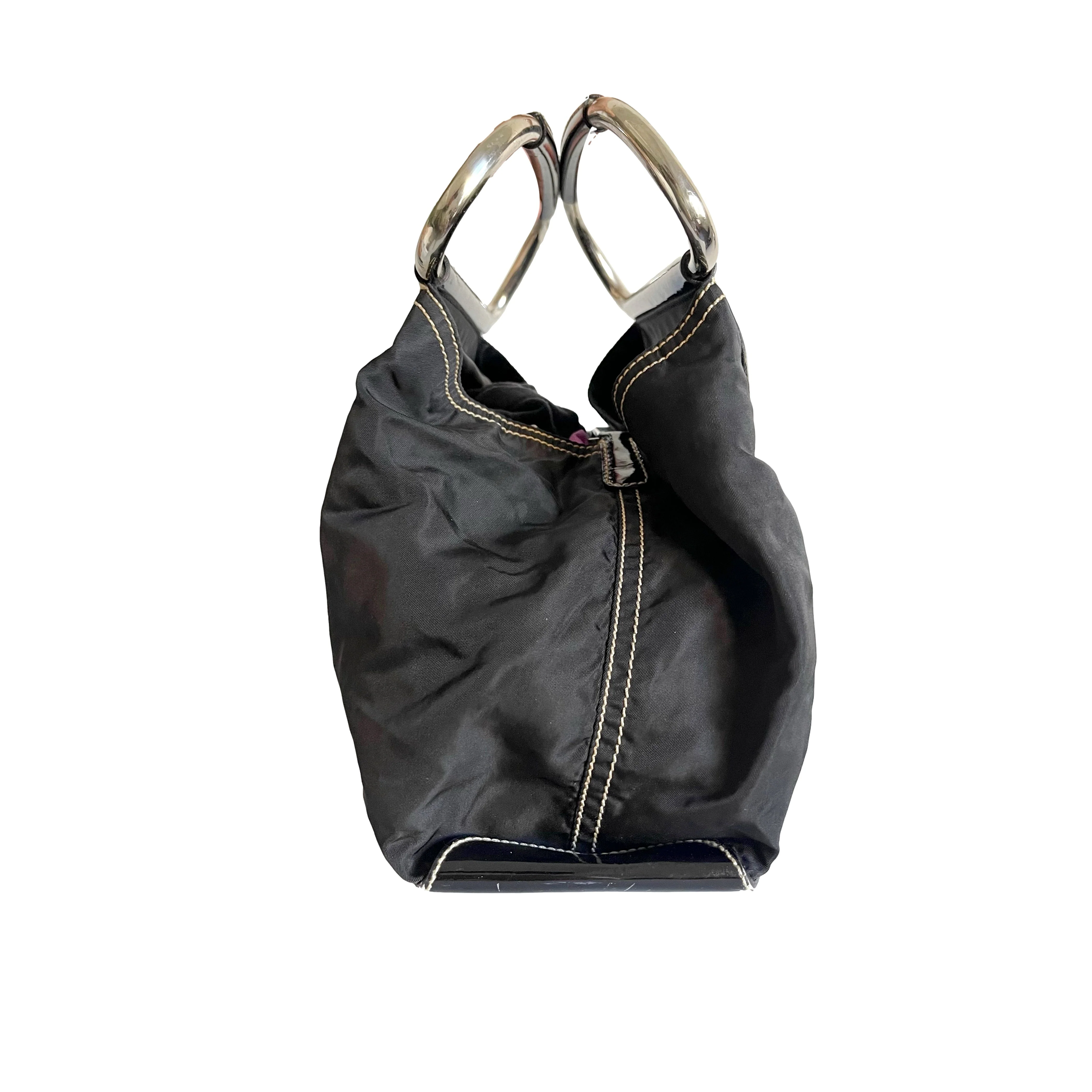 Prada Black Nylon Top Handle Bag - Image 2