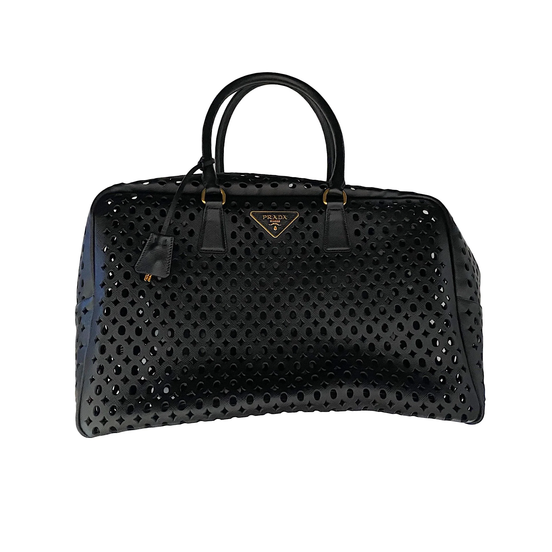 Prada Black Perforated Top Handle Bag