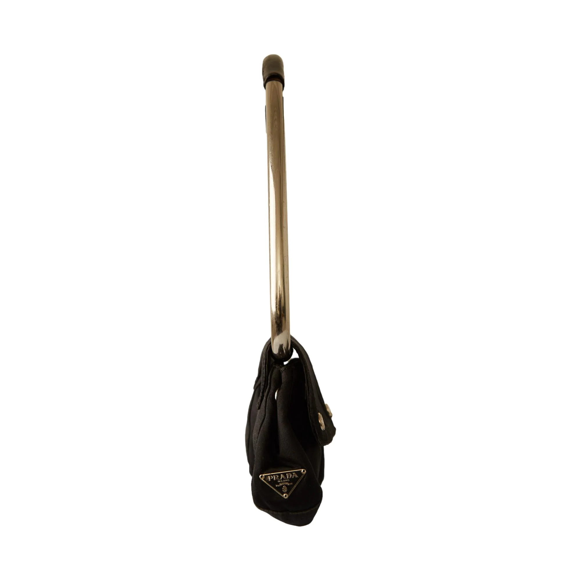 Prada Black Satin Double Hoop Bag - Image 2
