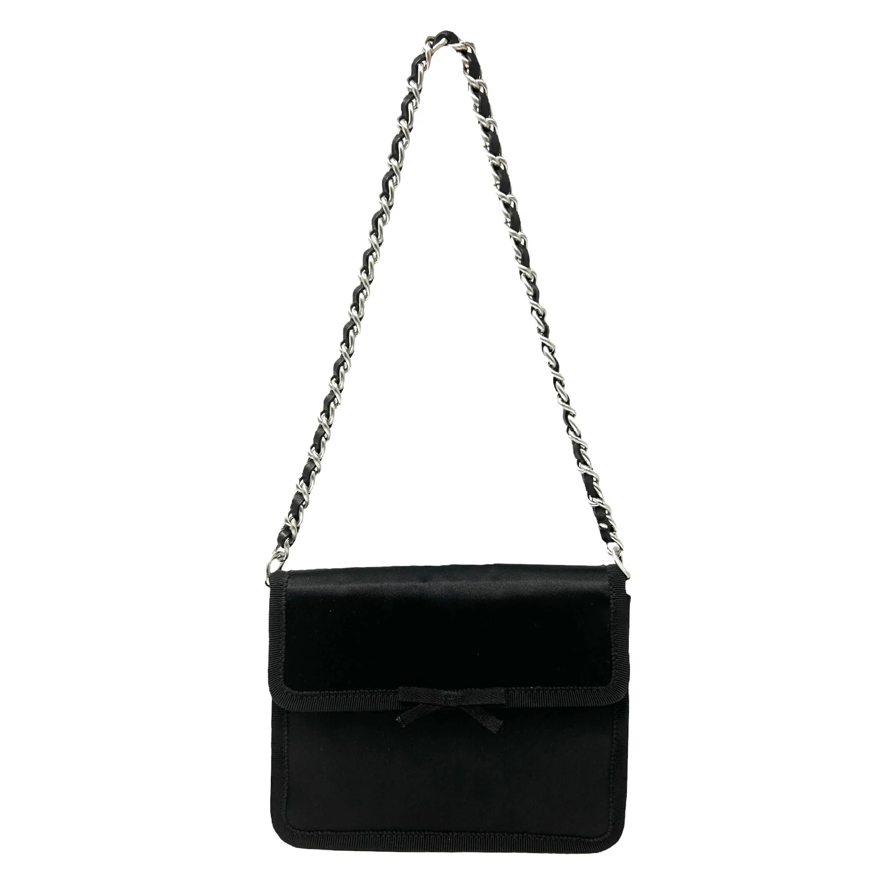 Prada Black Satin Mini Chain Bag - Image 2