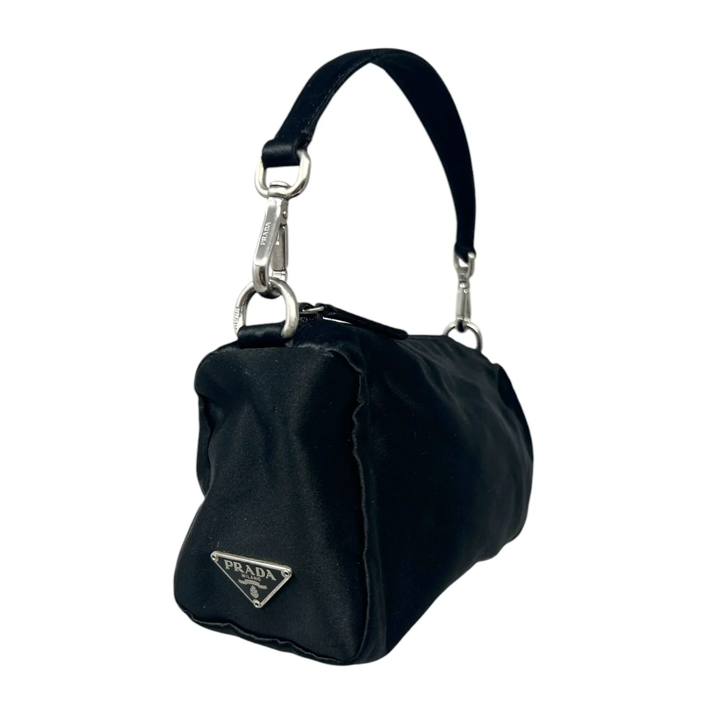 Prada Black Satin Mini Top Handle Bag - Image 3