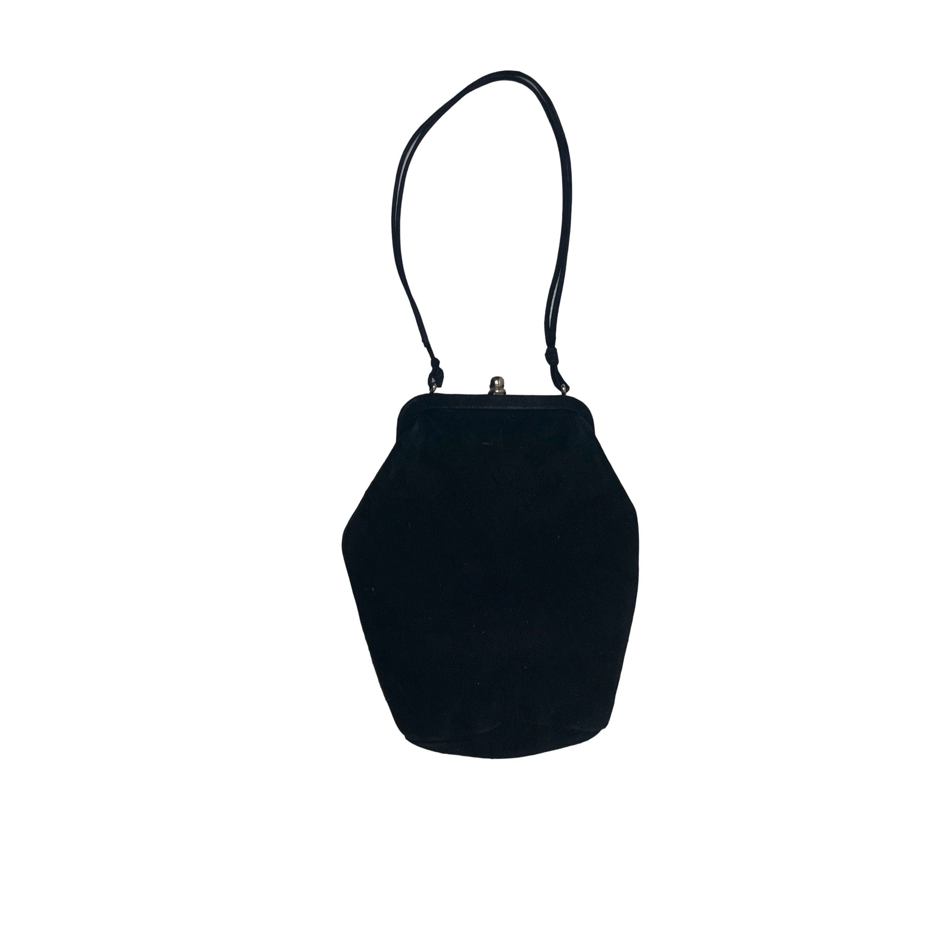 Prada Black Suede Kiss Lock Bag - Image 5
