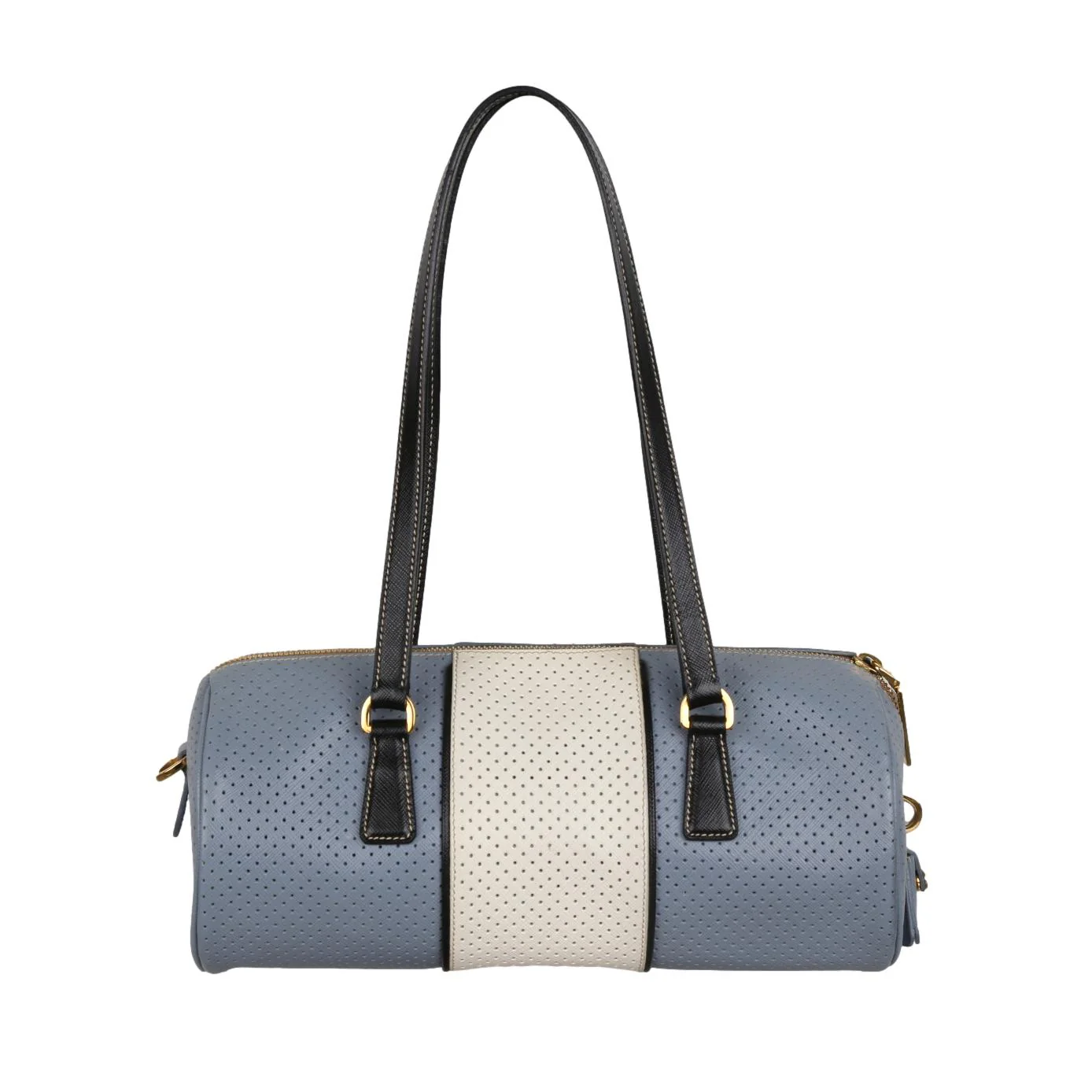Prada Blue Perforated Cylinder Shoulder Bag - Image 2