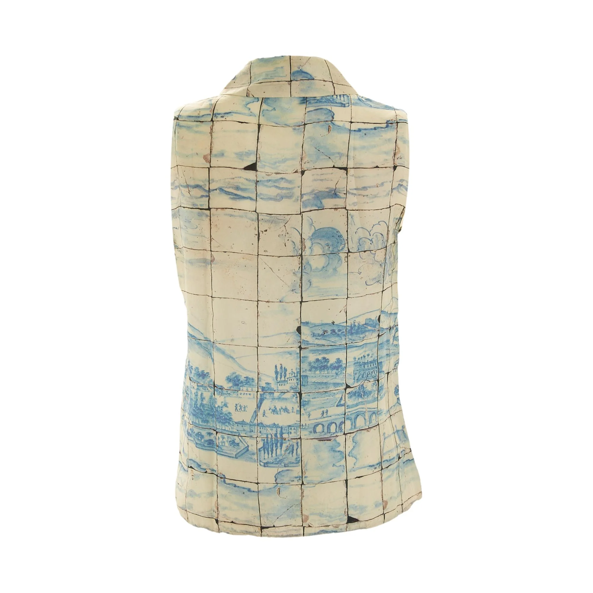 Prada Blue + White Mosaic Print Tank Top - Image 2