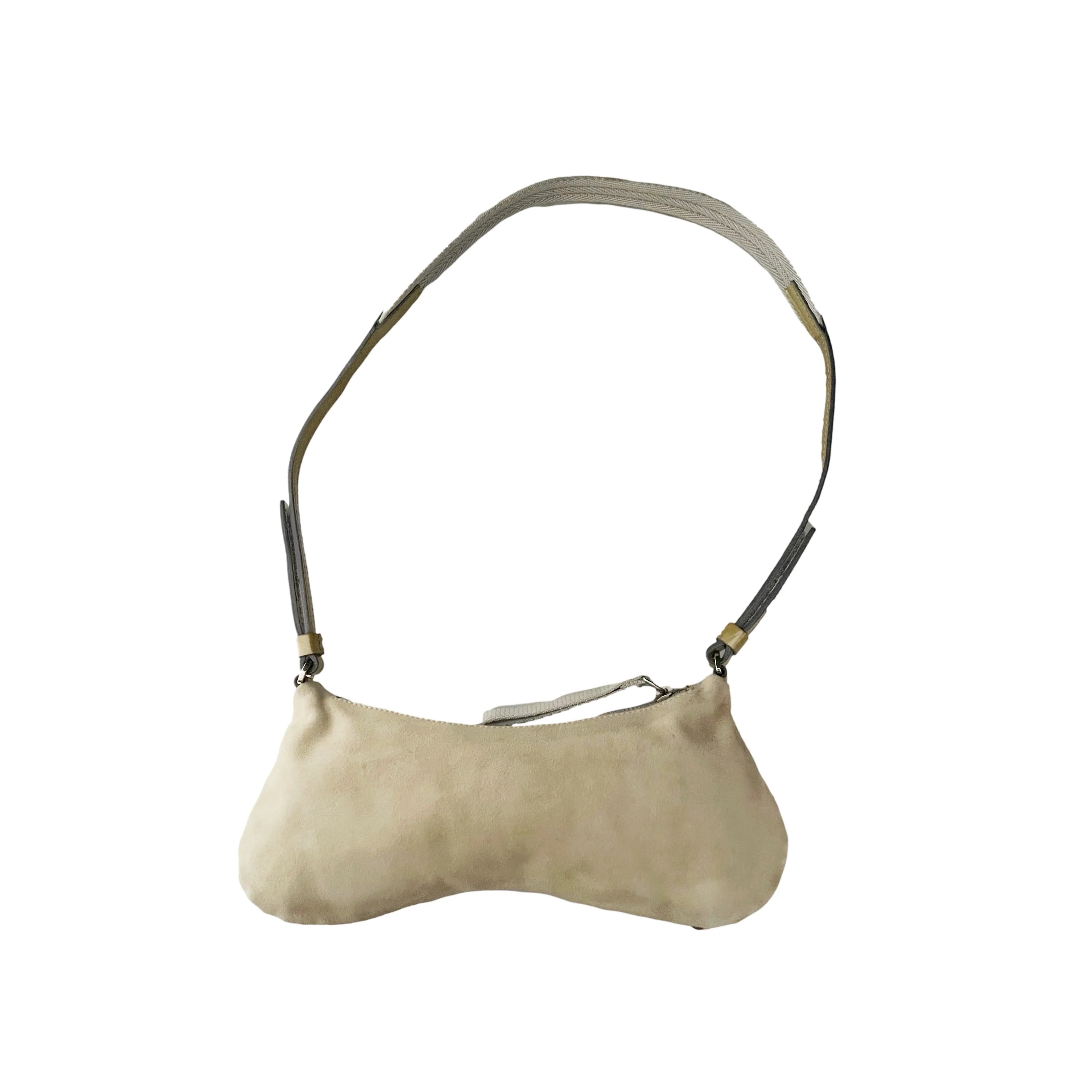 Prada Bone Suede Mixed Media Micro Shoulder Bag - Image 2
