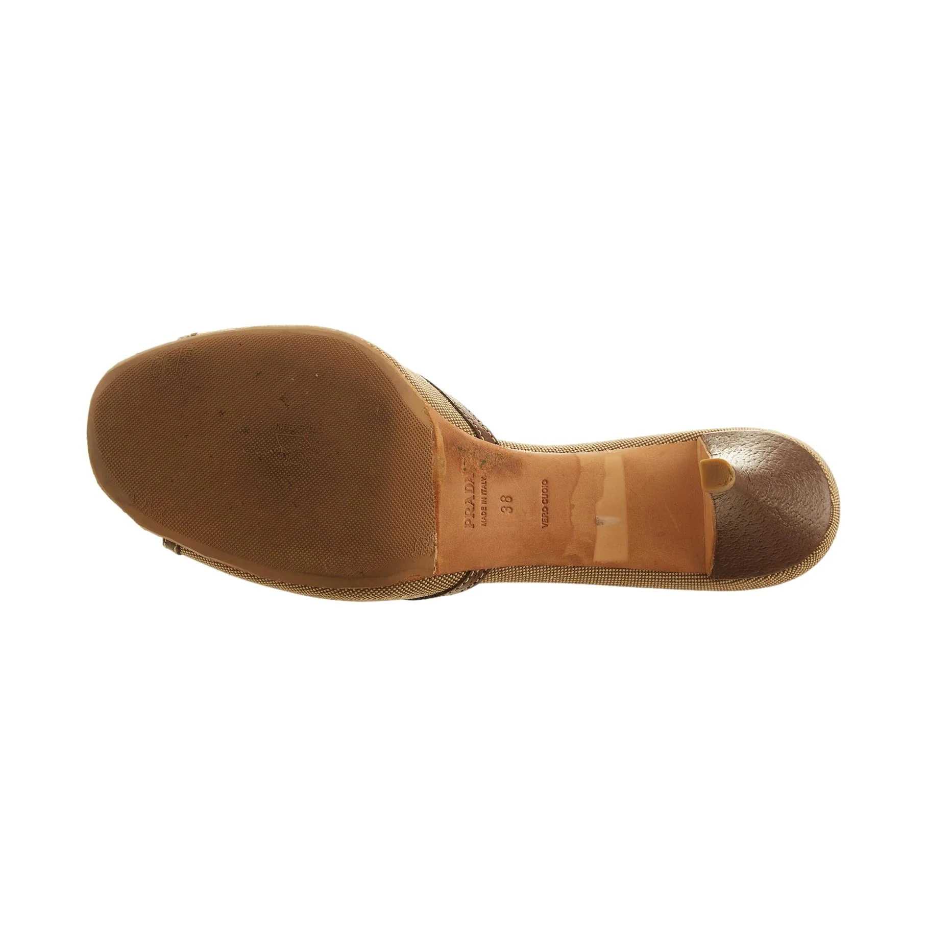 Prada Brown Canvas Logo Kitten Heel - Image 3