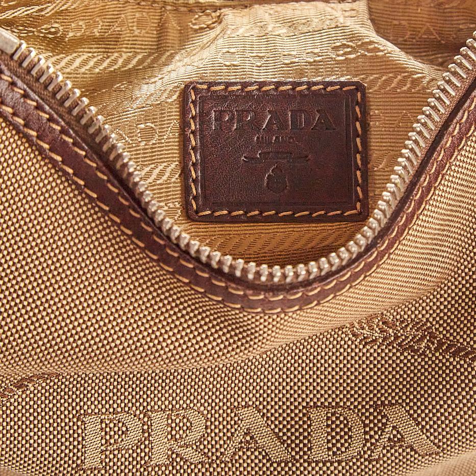 Prada Brown Canvas Logo Shoulder Bag - Image 4