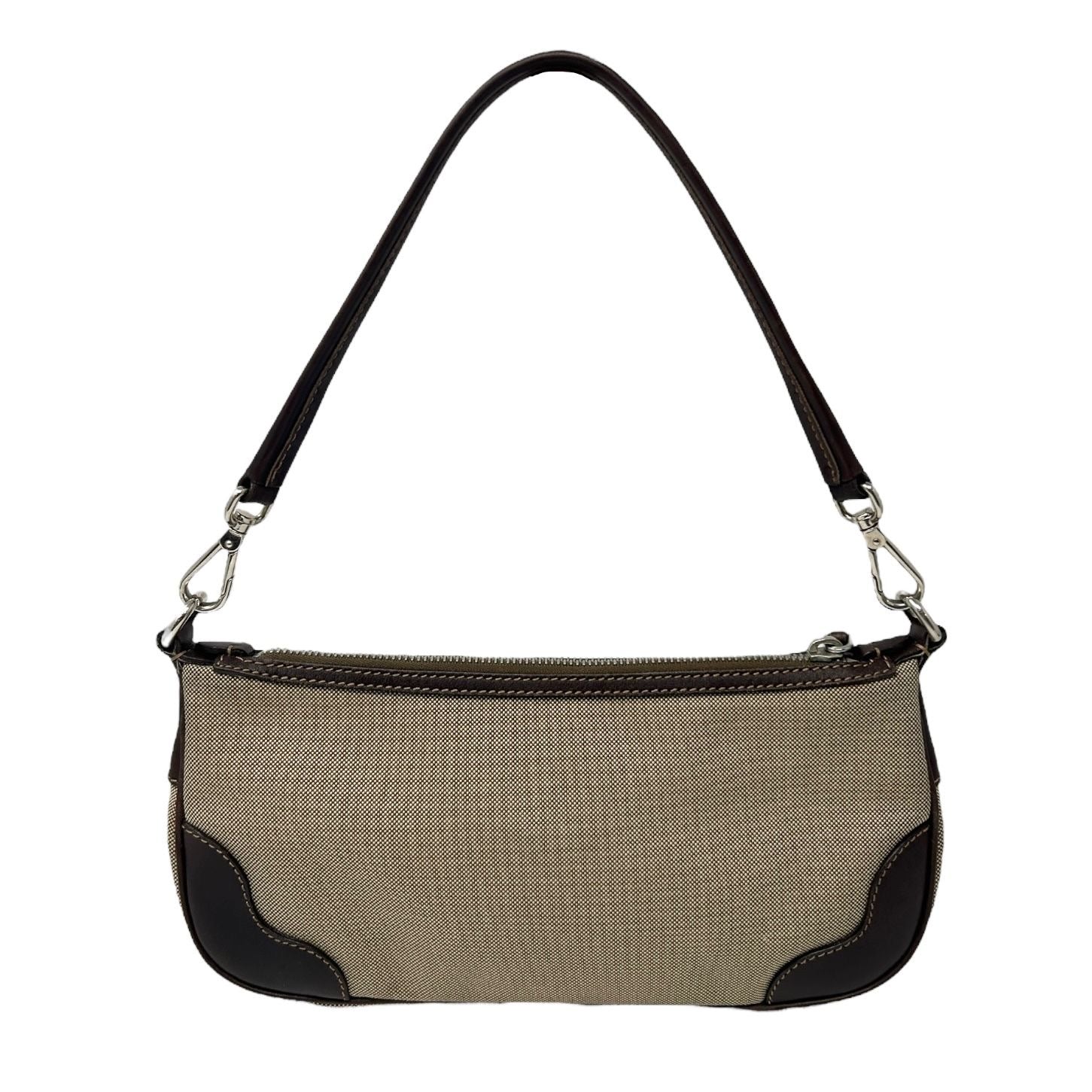 Prada Brown Canvas Mini Shoulder Bag - Image 2