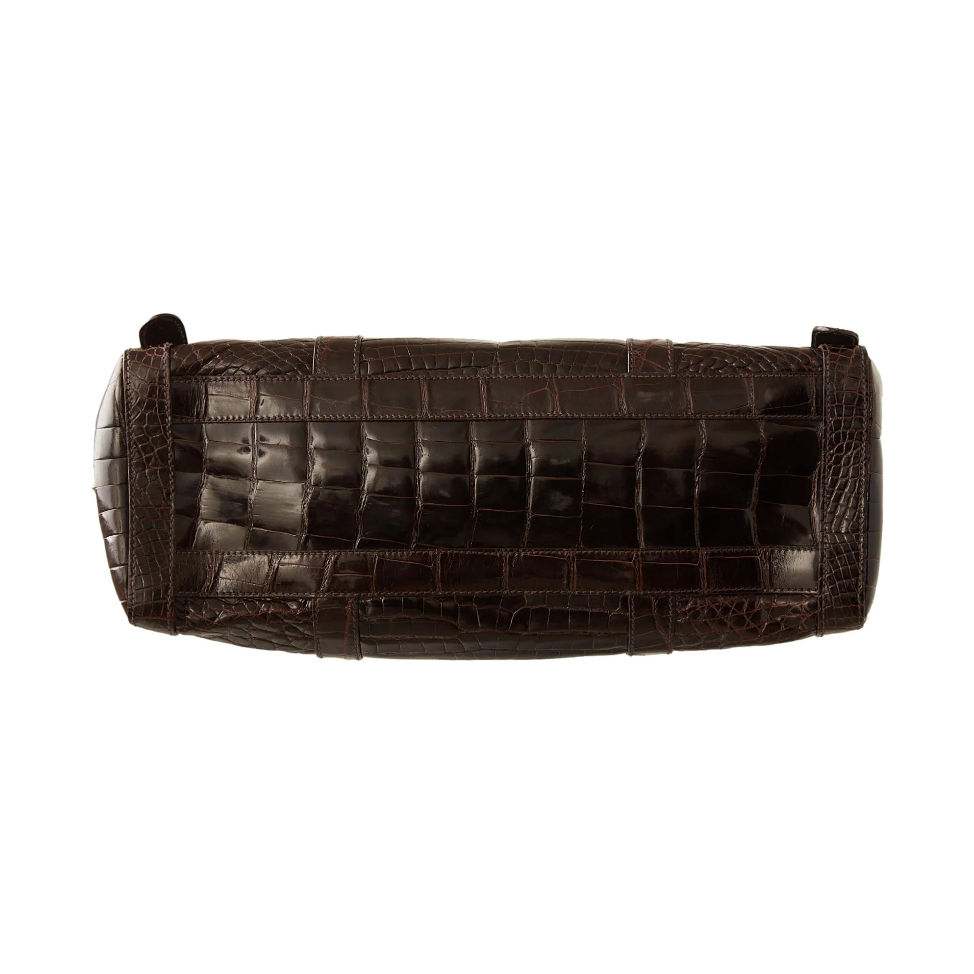 Prada Brown Croc Embossed Jumbo Shoulder Bag - Image 3