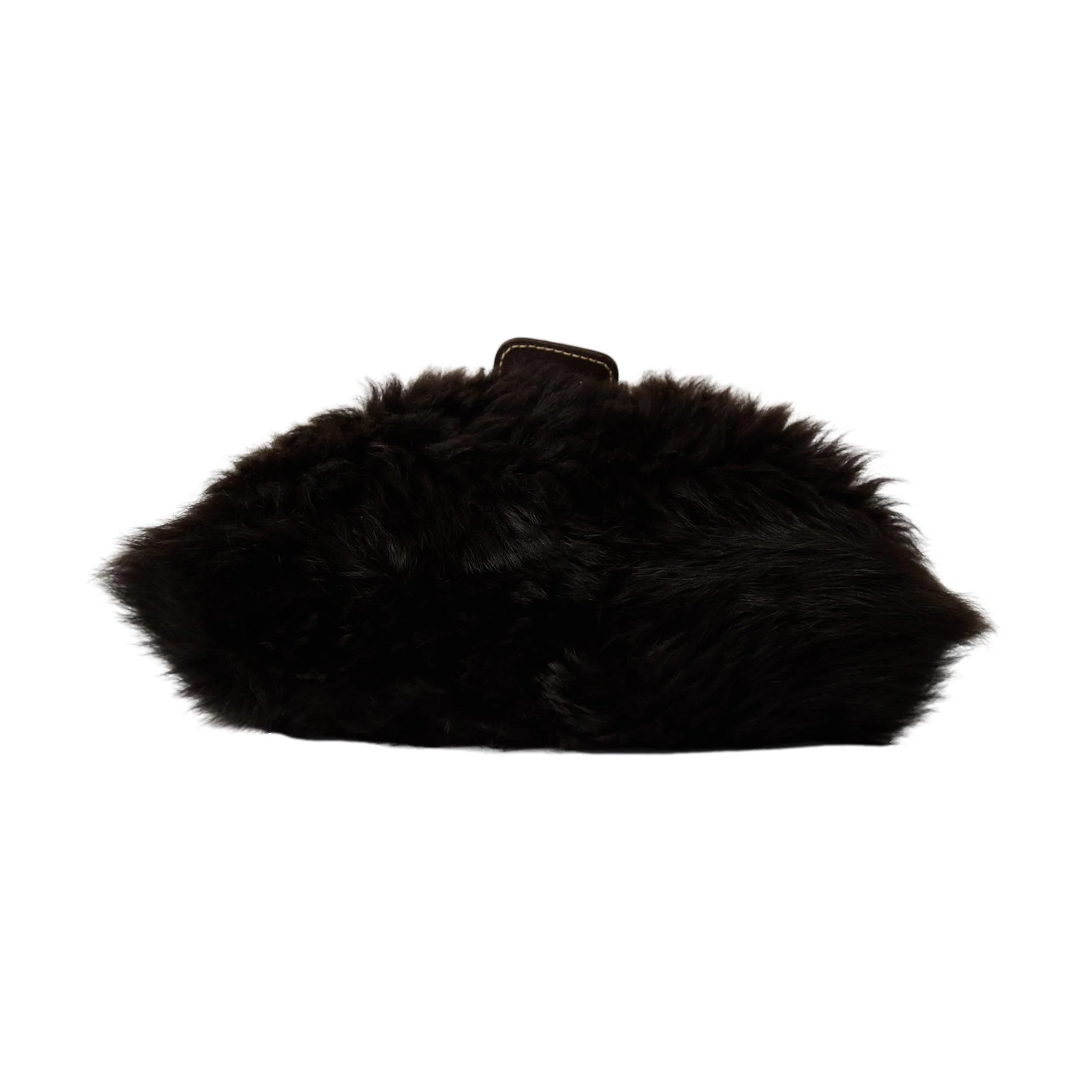 Prada Brown Faux Fur Buckle Shoulder Bag - Image 3