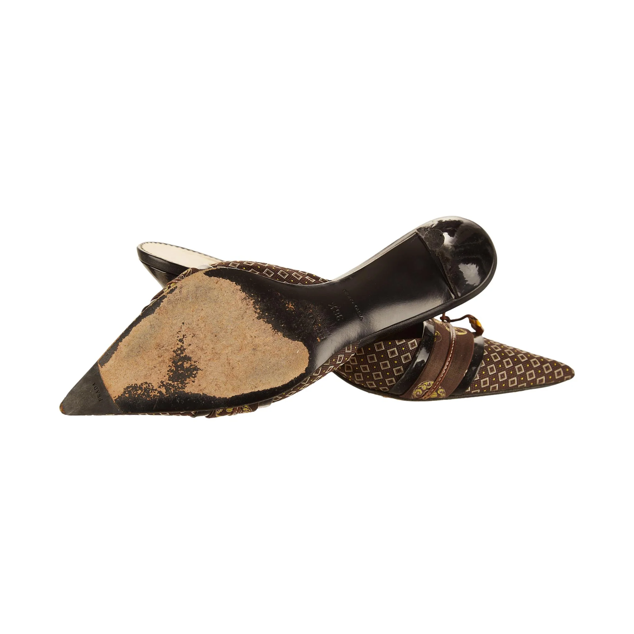 Prada Brown Floral Charm Kitten Heel - Image 3