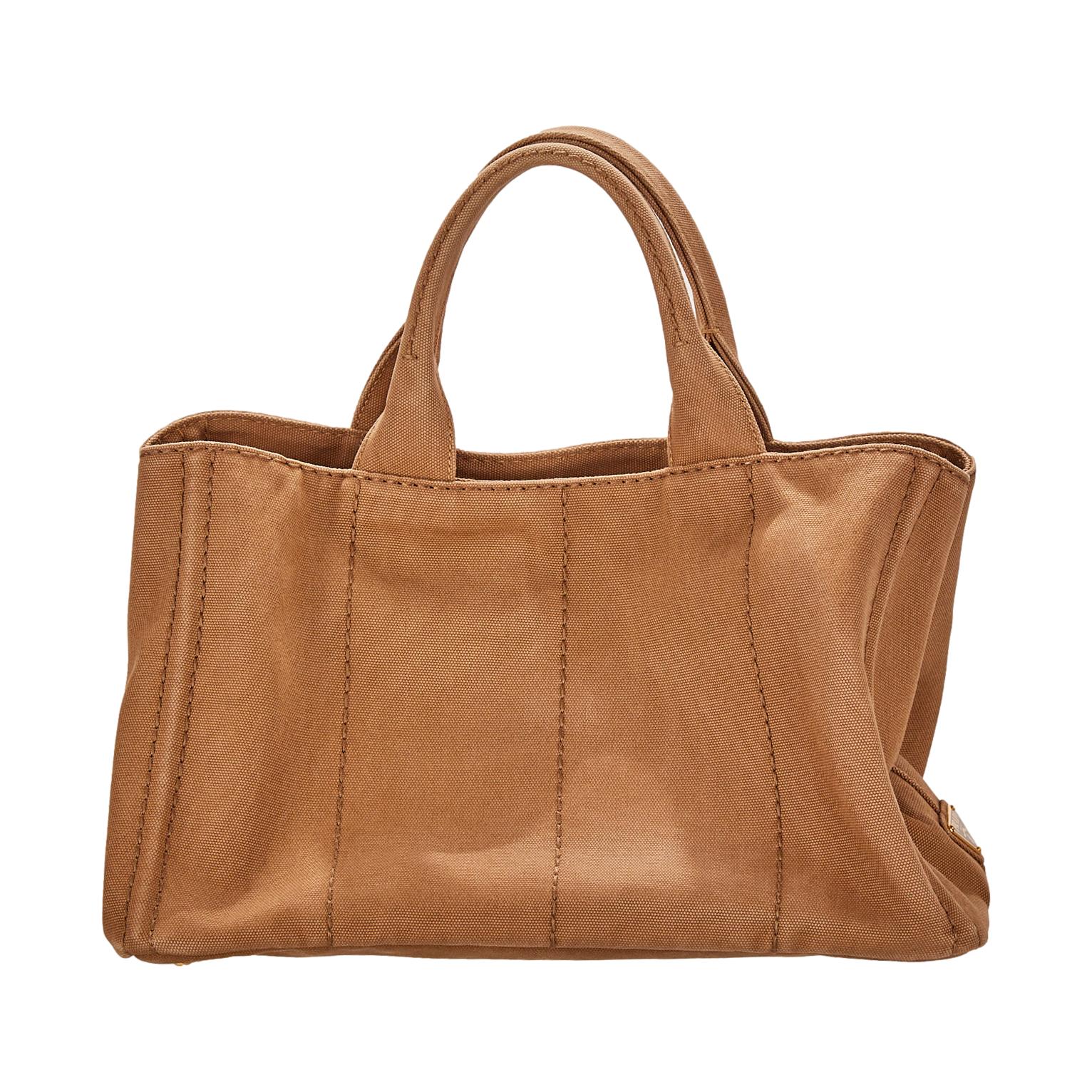 Prada Camel Jumbo Logo Canapa Tote - Image 2