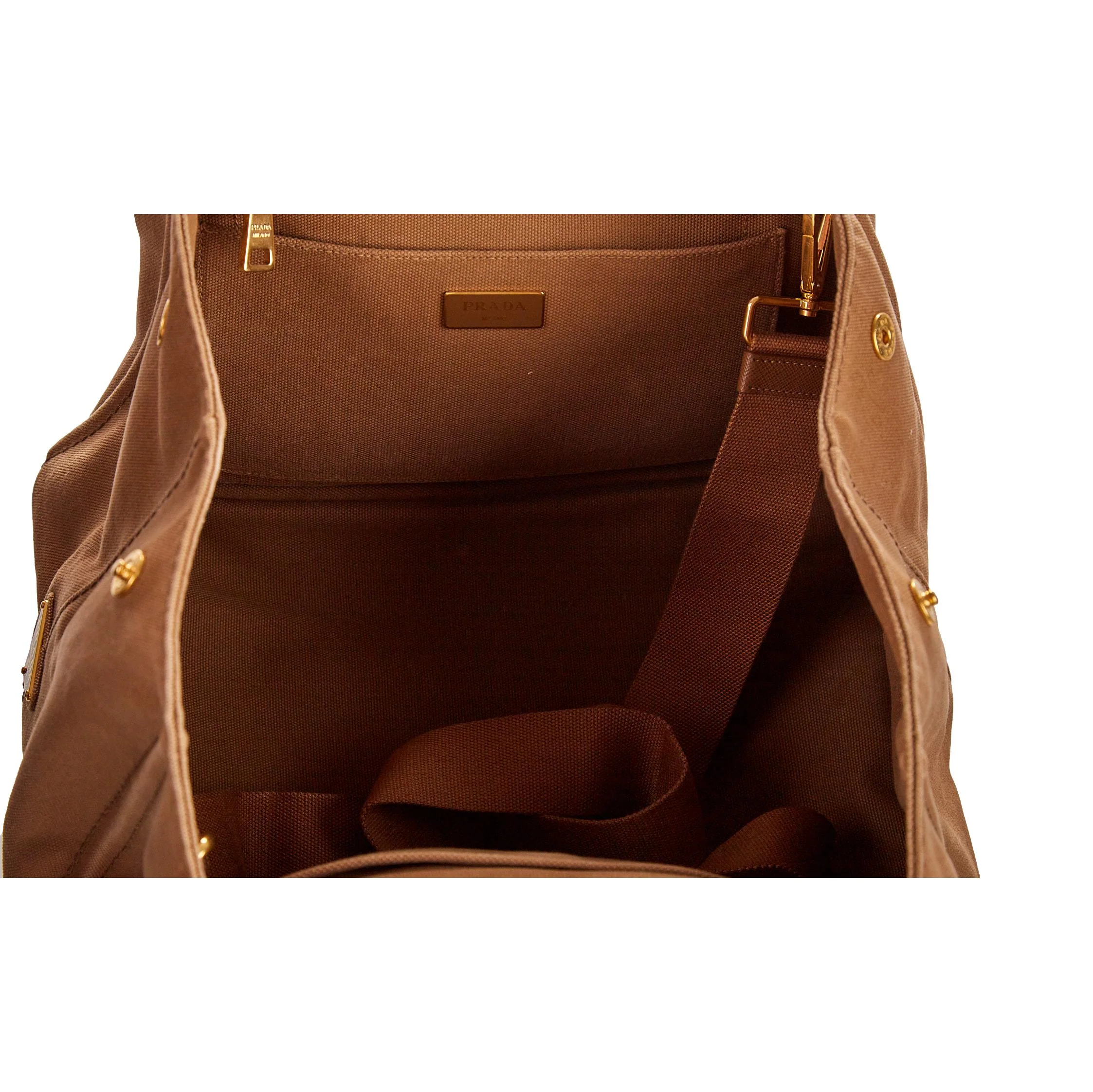 Prada Camel Jumbo Logo Canapa Tote - Image 4
