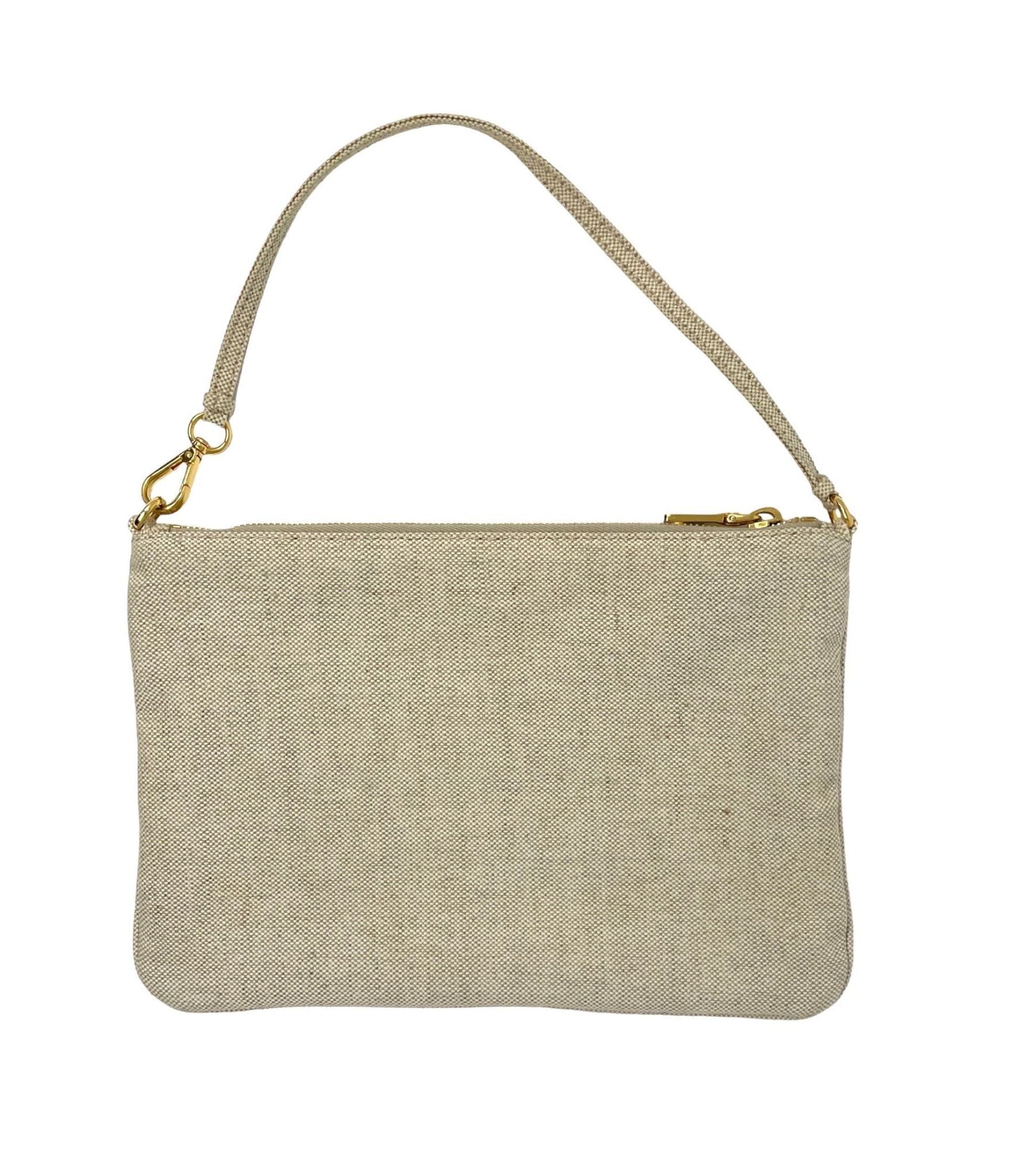 Prada Brown Jute Logo Shoulder Bag - Image 2