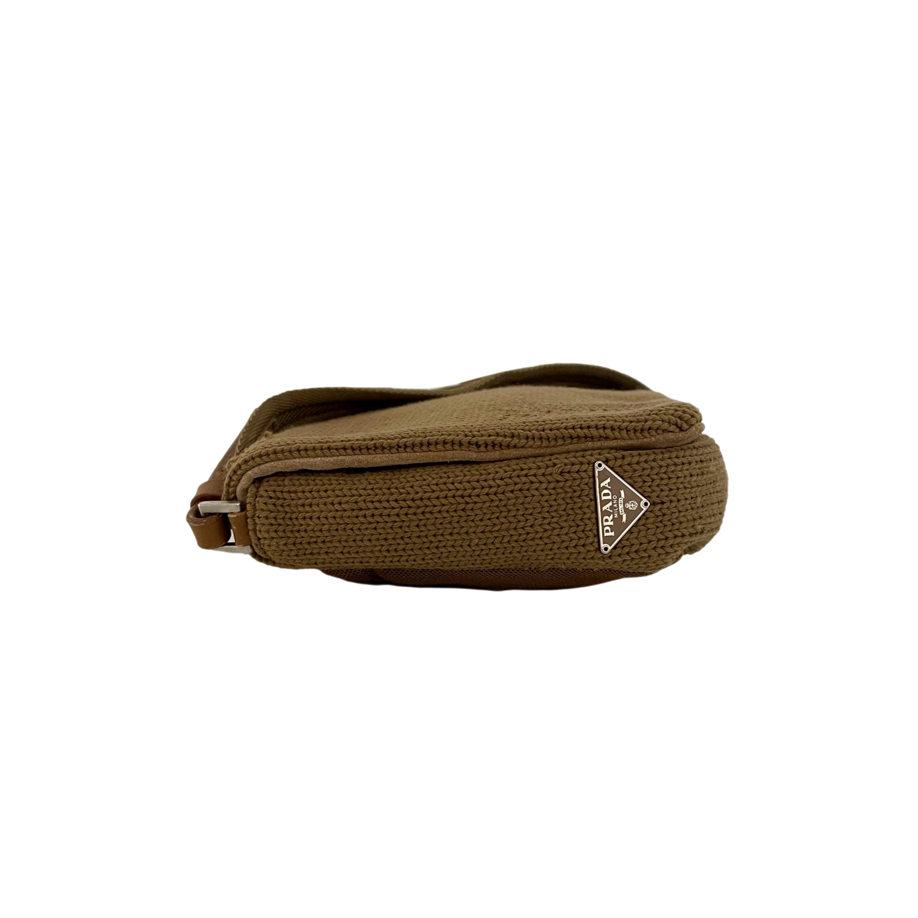Prada Brown Knit Shoulder Bag - Image 2