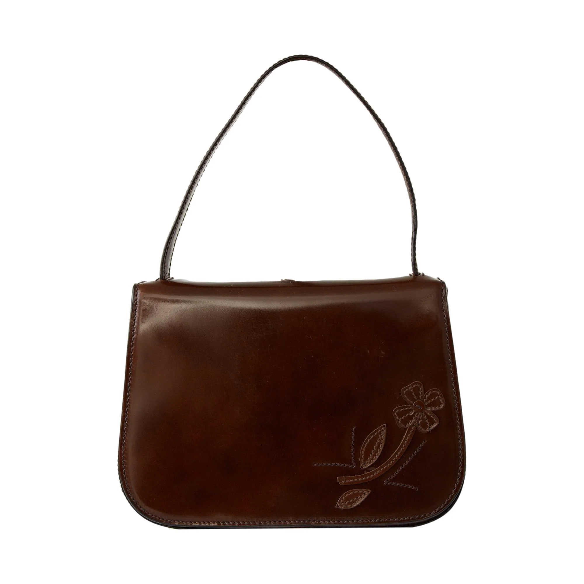 Prada Brown Leather Mini Top Handle Bag - Image 2